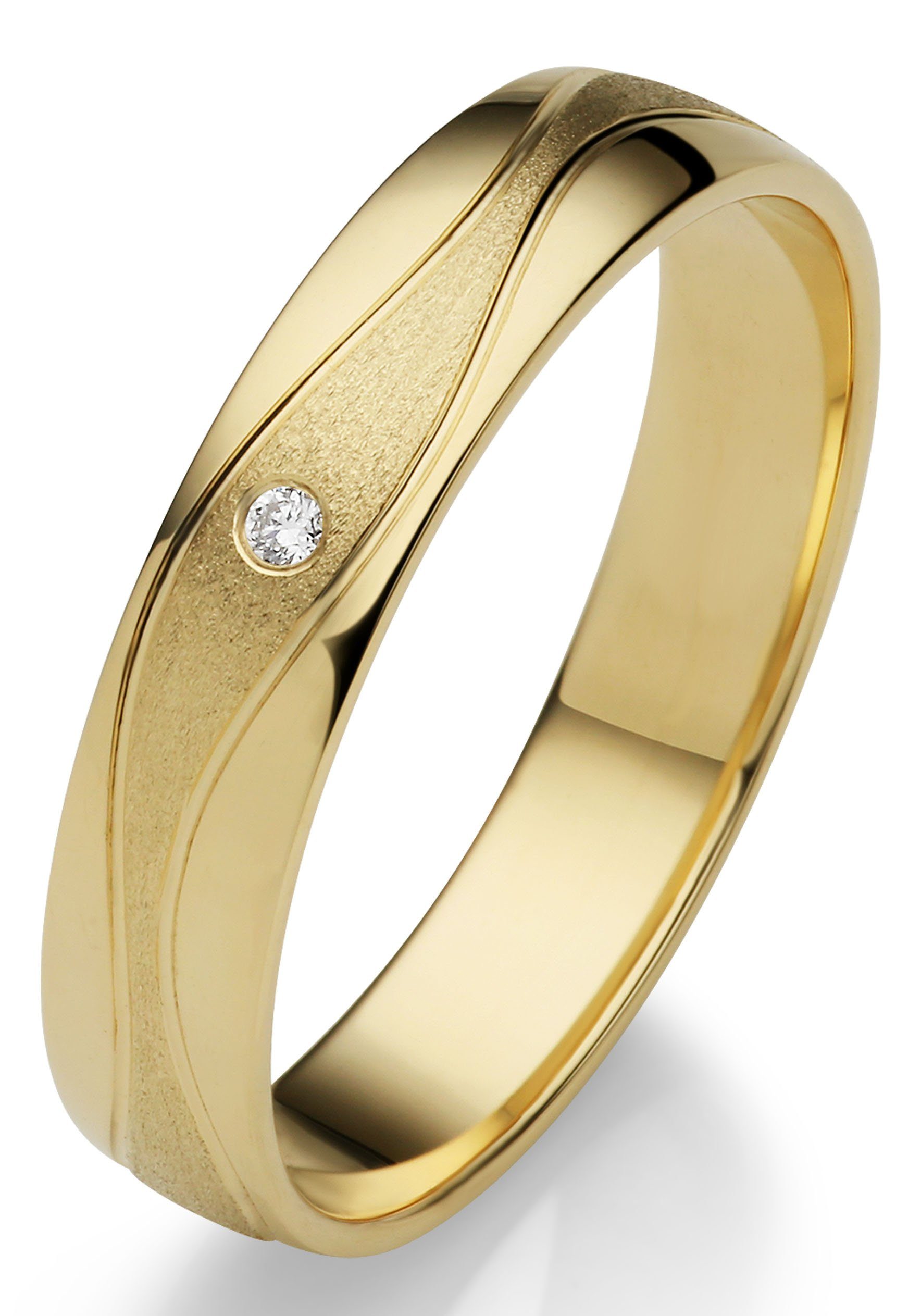 Firetti Trauring Schmuck Geschenk Gold 375 Hochzeit Ehering "LIEBE", Made in Germany, wahlweise mit oder ohne Brillant