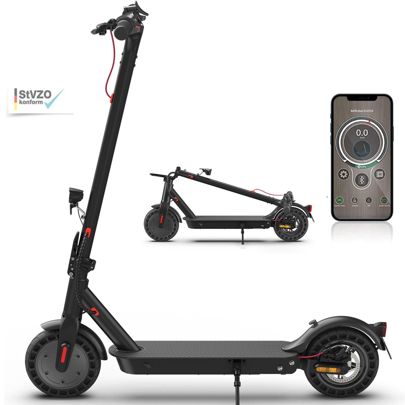 LETGOSPT E-Scooter ELEKTROSCOOTER, E-Roller, 10" E-SCOOTER mit  Straßenzulassung ABE, 500,00 W, 20,00 km/h, Erwachsene Elektroroller  Belastung bis 120kg, 40 km Reichweite