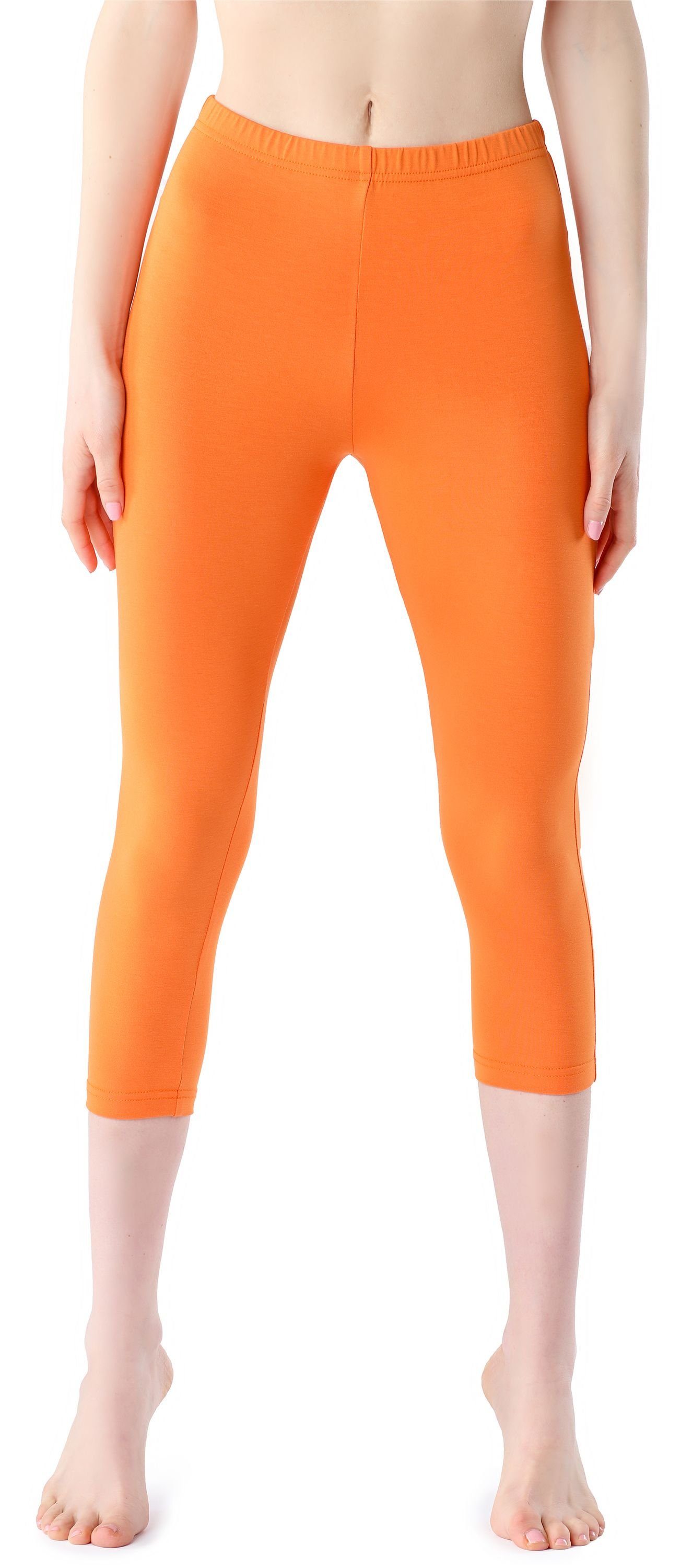 Bellivalini Leggings Damen Leggings 3/4 aus Viskose BLV50-204 (1-tlg) elastischer Bund Orange