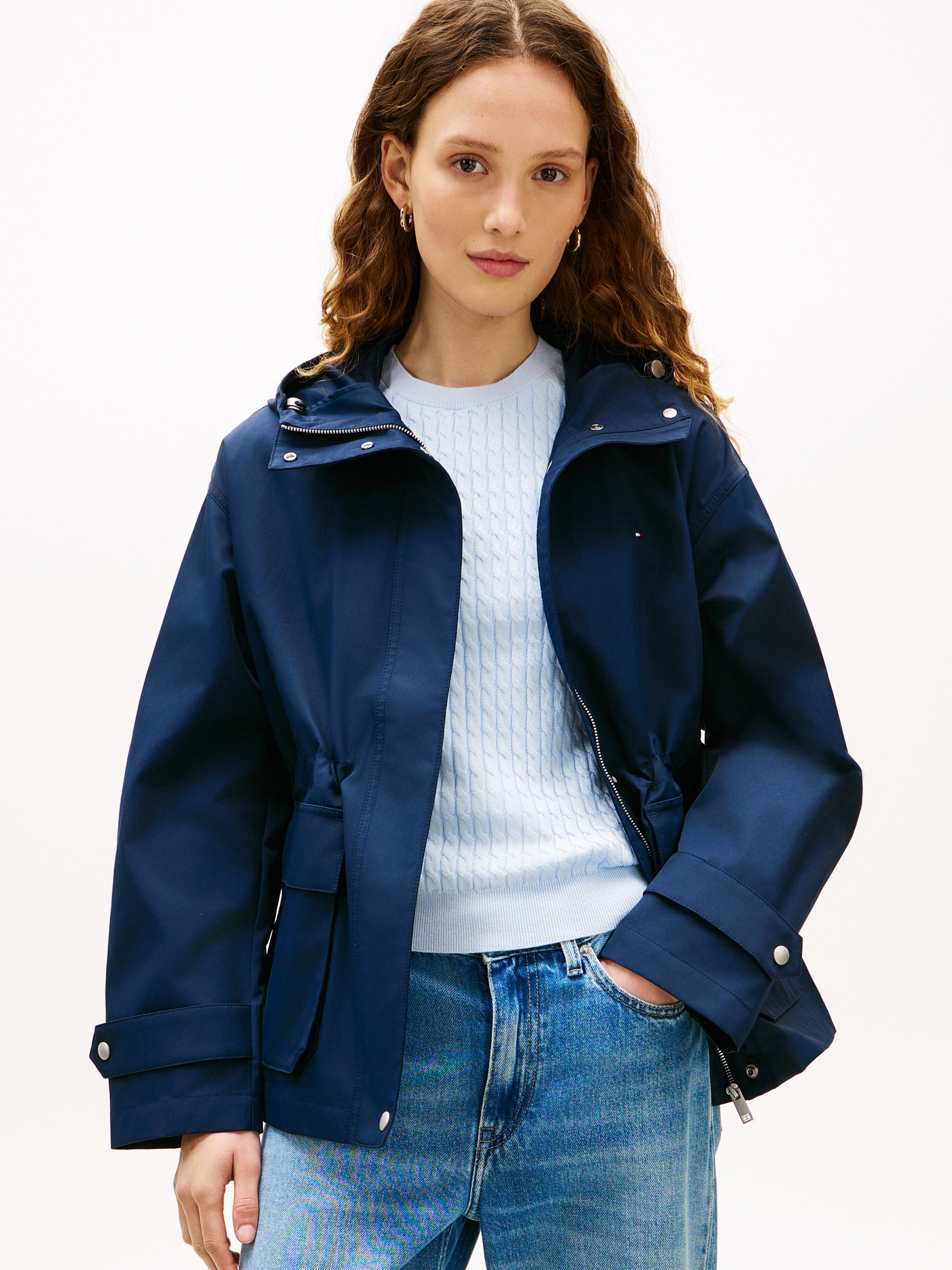 Tommy Hilfiger Outdoorjacke COTTON NYLON UTILITY SHORT PARKA mit verdecktem Reißverschluss