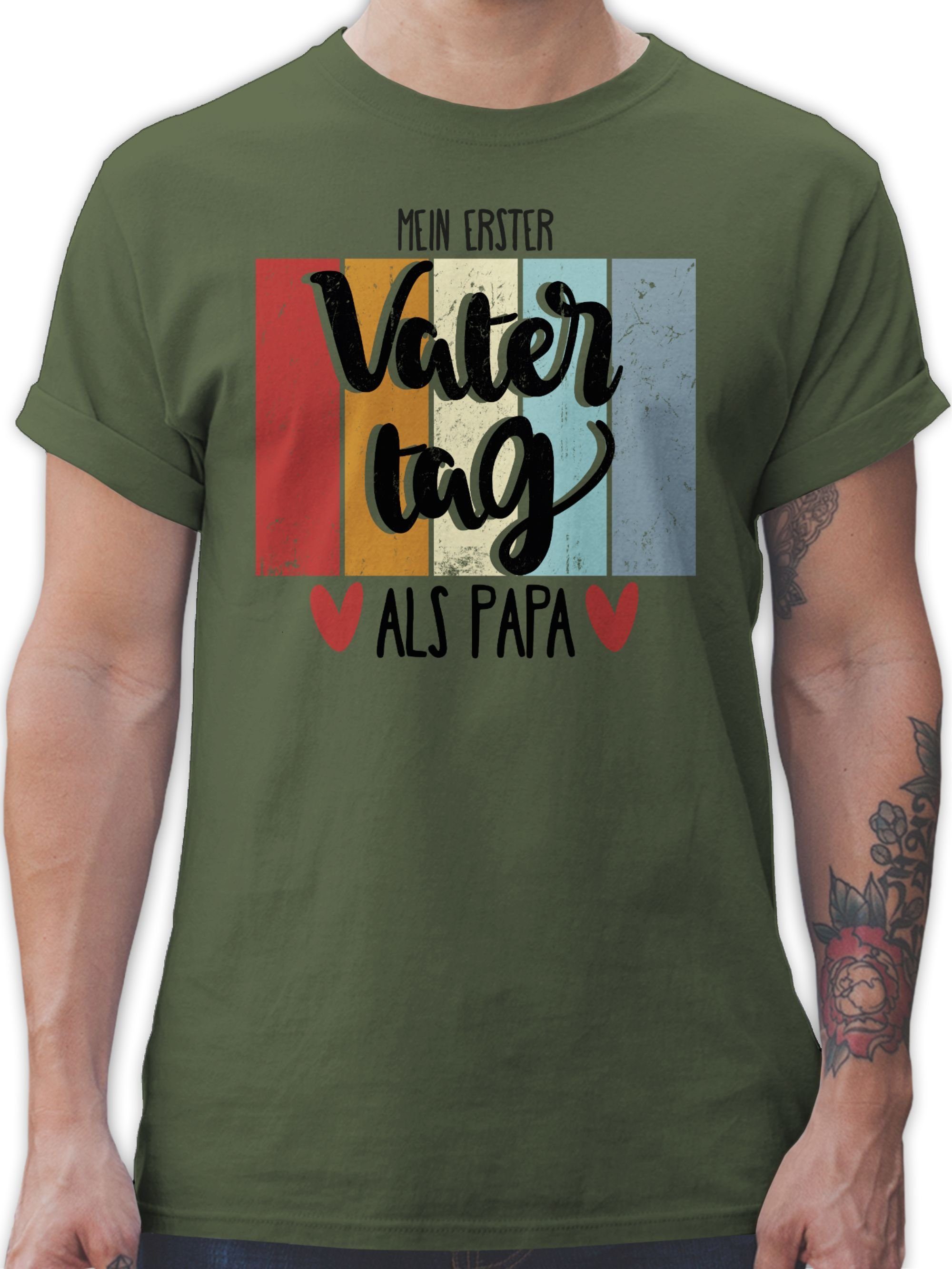 Shirtracer T-Shirt Mein erster Vatertag als Papa Vatertag Geschenk für Papa 2 Army Grün
