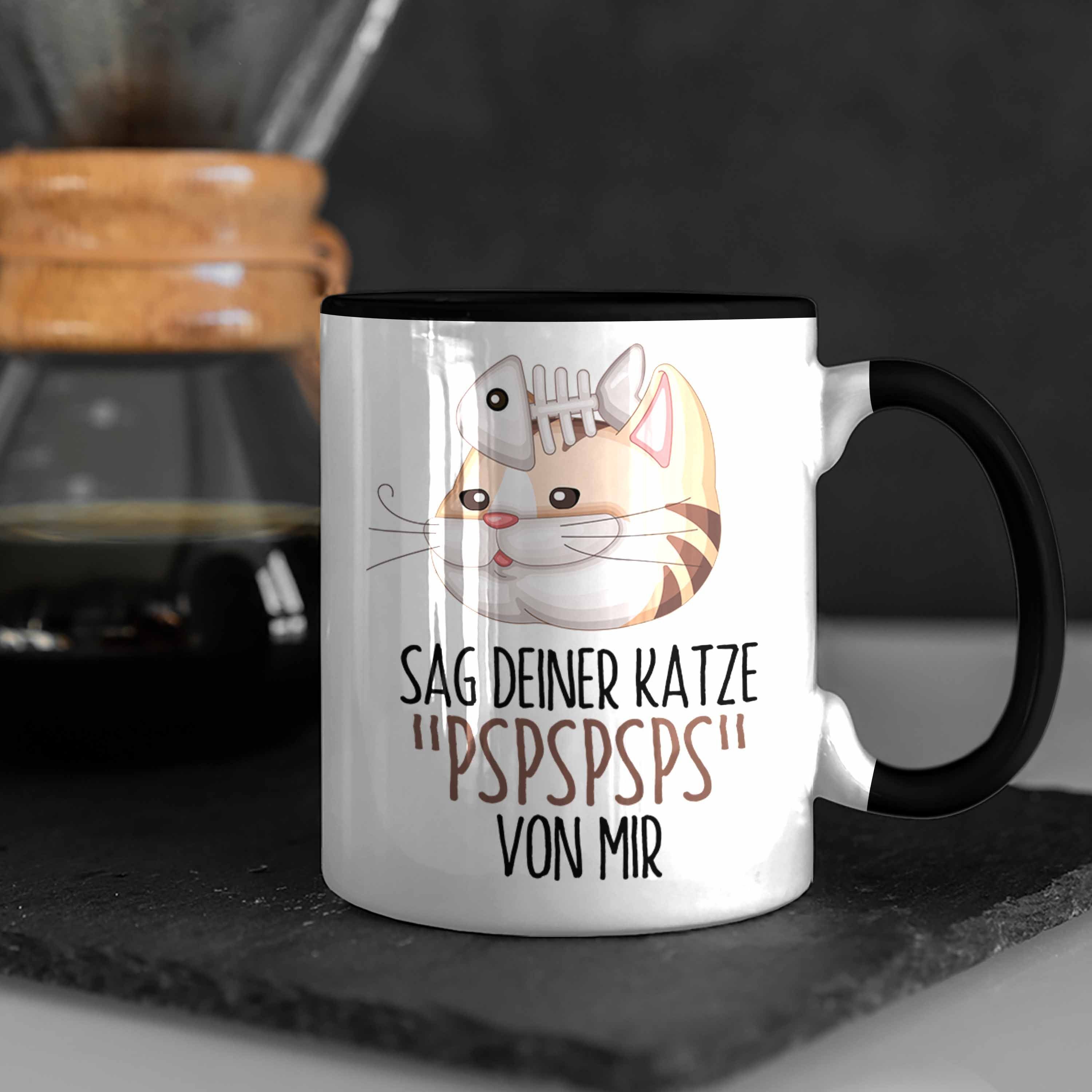 Trendation Tasse Von Sag Pspspsps Geschenkidee Schwarz Katze für Deiner Mir Tasse Katzen-Besitz