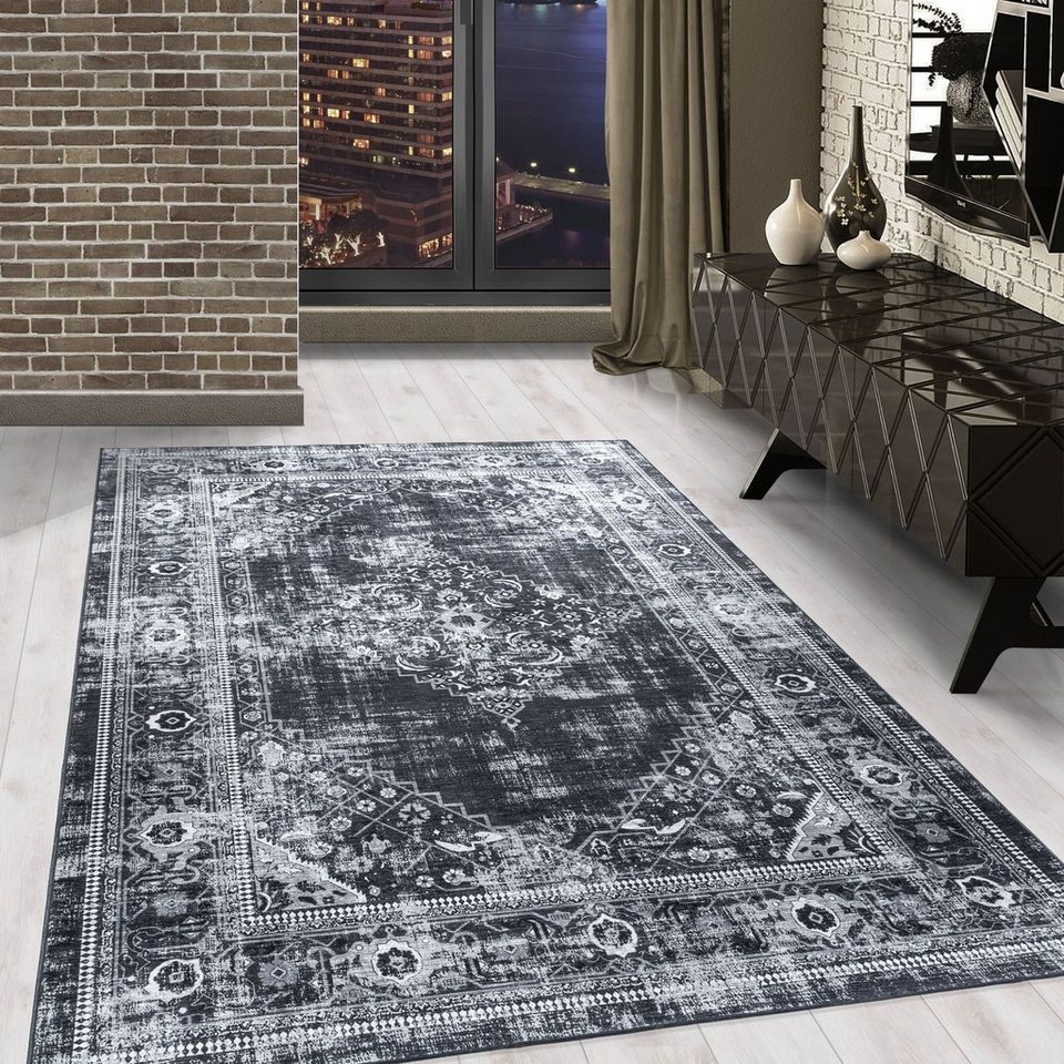 Designteppich Orientalisch Design, Carpetsale24, Läufer, Höhe: 7 mm,  Waschbarer Teppich Orient Design Weicher Rutschfest Teppich Wohnzimmer
