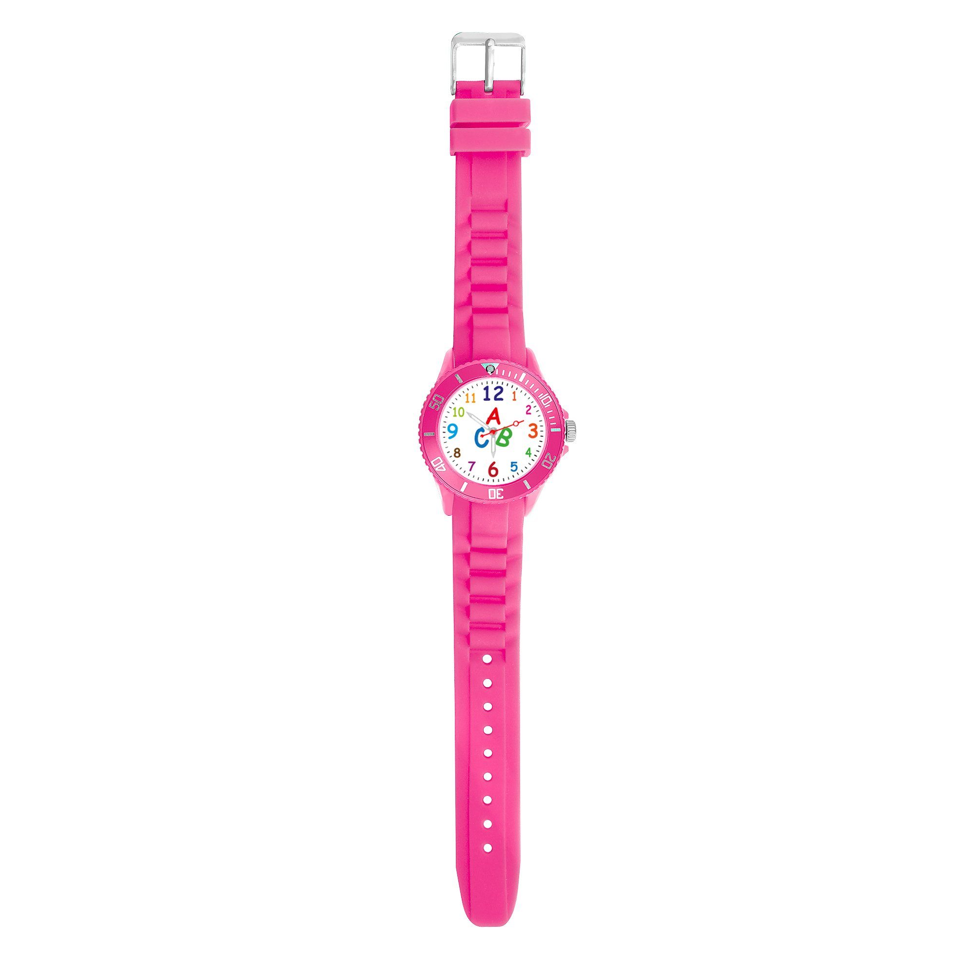 Armbanduhr 34mm Silikon Farbige Kinder Bunte Quarz Kinderuhr Analog Pink Quarzuhr Sportuhr Lernuhr ABC Taffstyle Silikonuhr Zahlen Bunt, Uhr