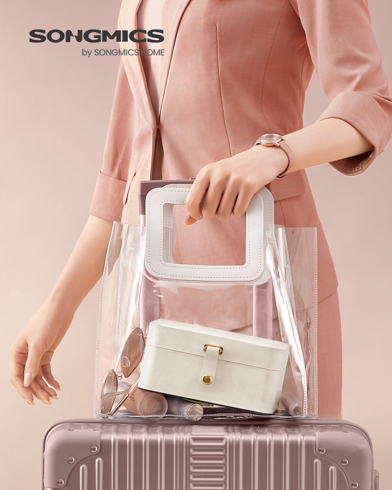 SONGMICS Schmuckkasten Schmuckaufbewahrung Schmuck-Reiseetui, 2 Ebenen trag günstig online kaufen