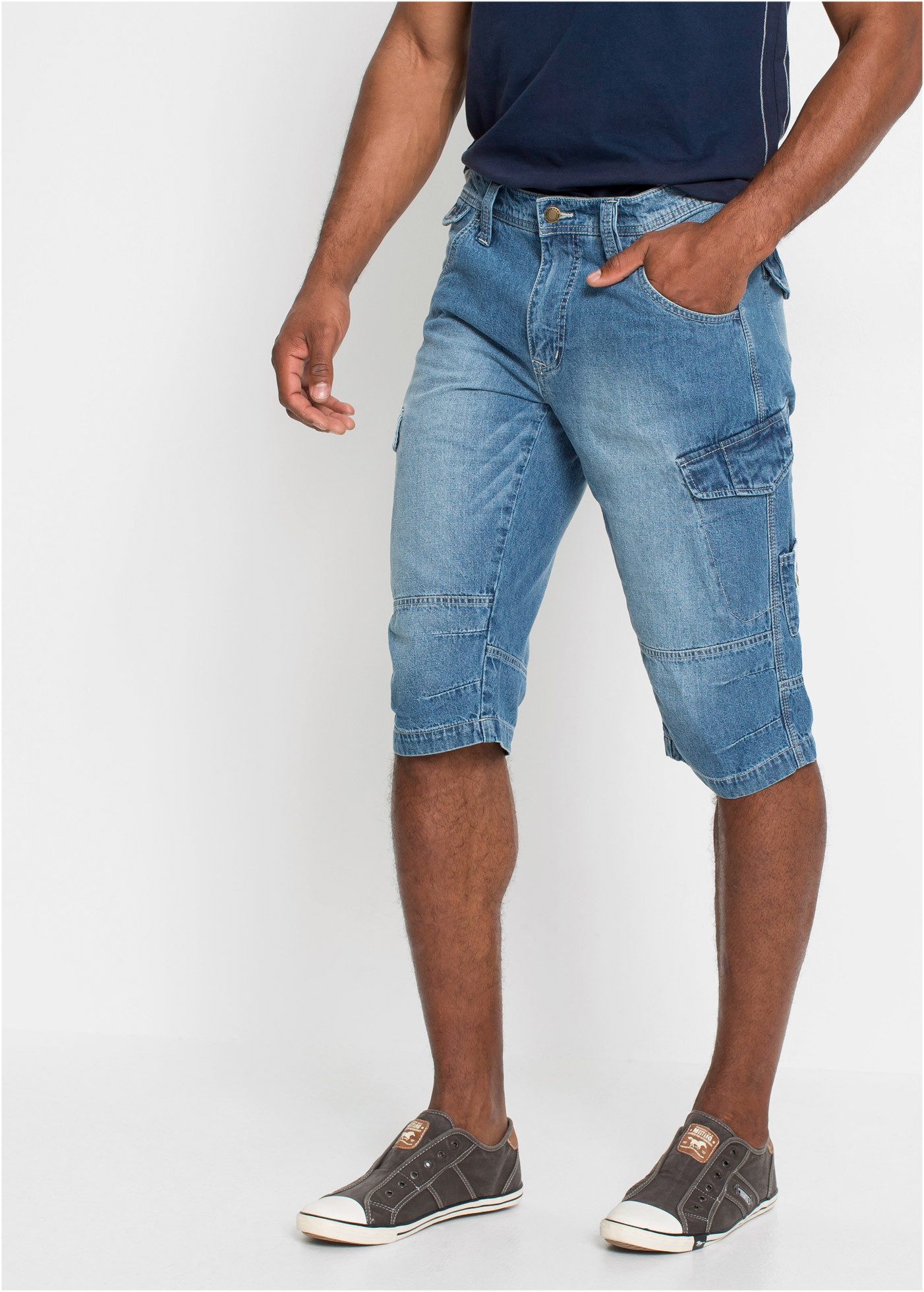 bonprix Bermudas aus Baumwolle, Relaxed Fit, im Denim-Look