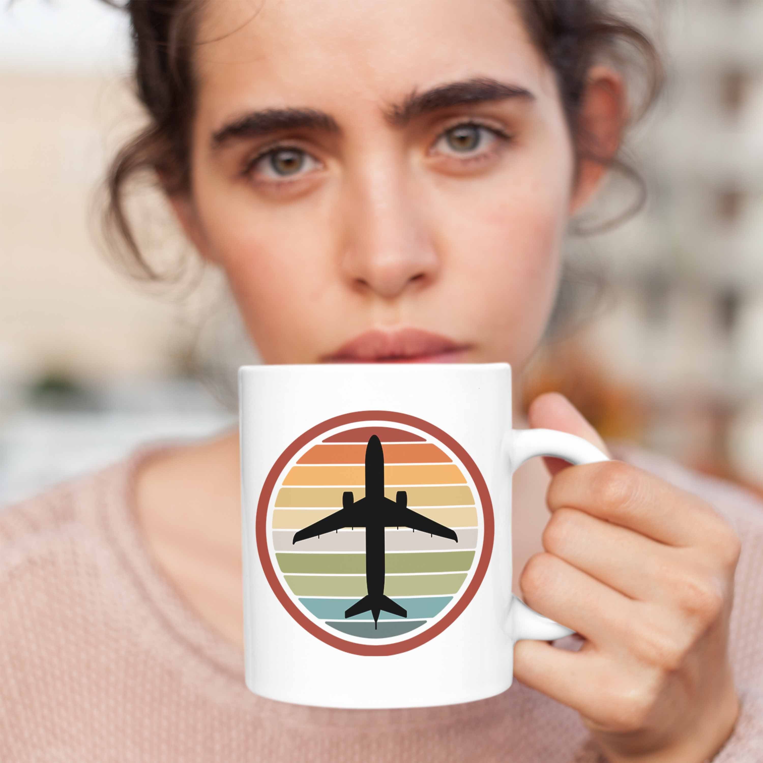 Flugzeug Geschenk Tasse Piloten Grafik Flugzeug Kaffeetasse Trendation Fliegen Geschenkidee Pilot - Weiss Trendation Tasse