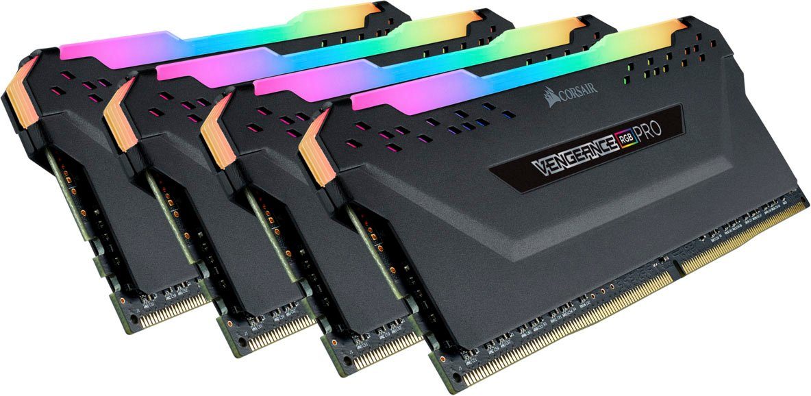 Corsair VENGEANCE® RGB PRO 32 GB (4 x 8 GB) DDR4 DRAM 3.200 MHz C16 PC- Arbeitsspeicher, Latenzzeiten: 16-18-18-36