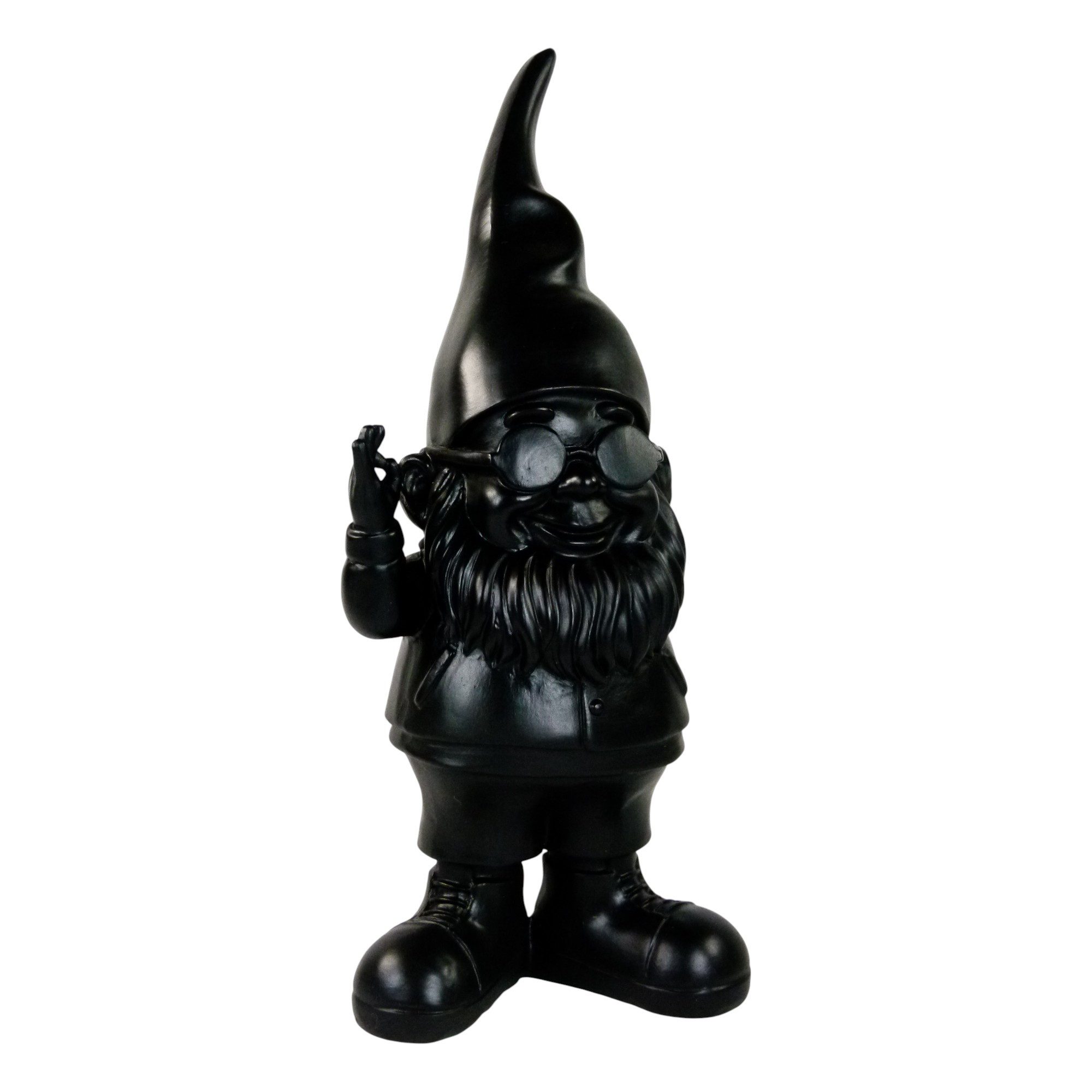 trends for living Gartenzwerg Mittelfinger OK-Symbol 27 cm Weiß Schwarz freche lustige Statue