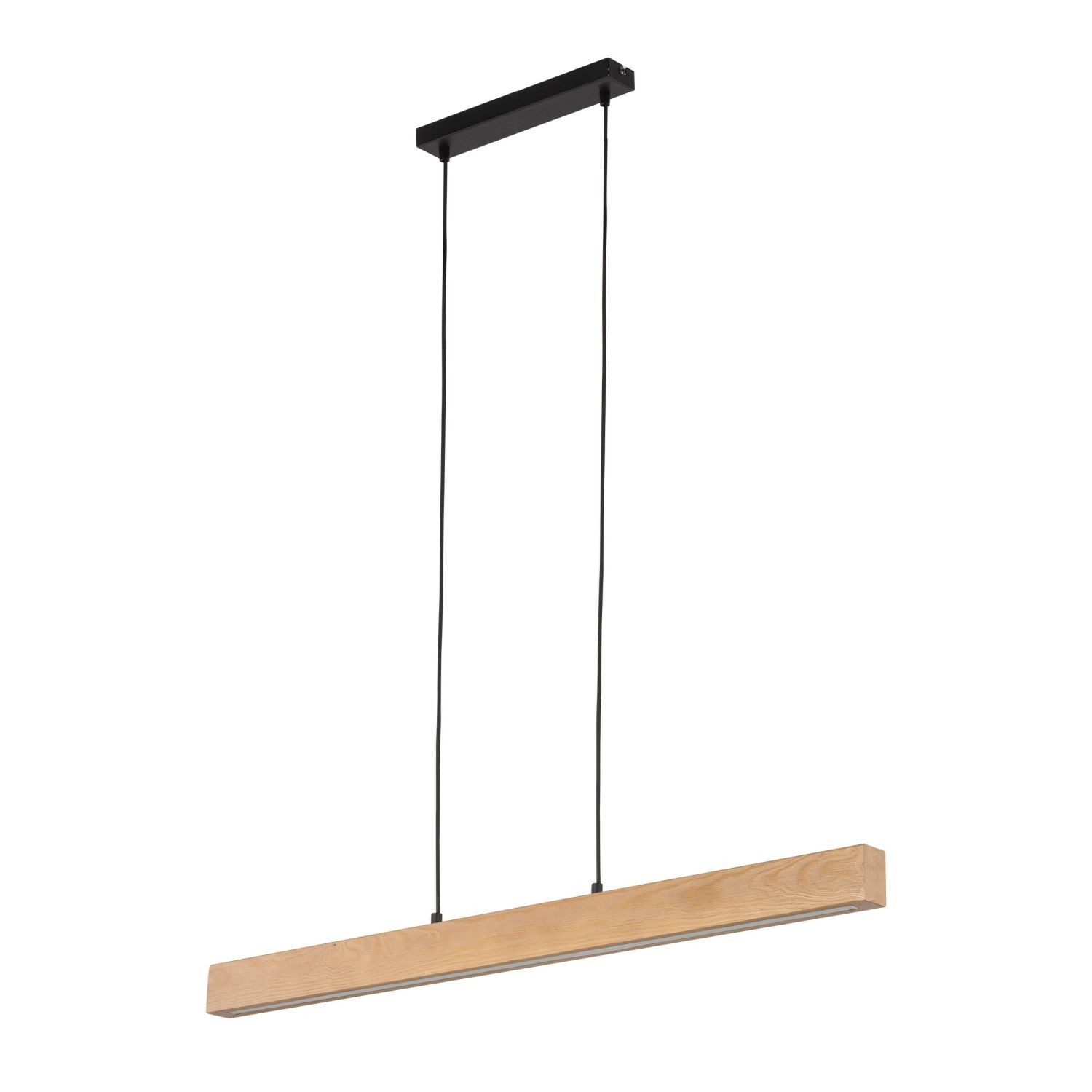 Licht-Erlebnisse Pendelleuchte THEO, LED fest integriert, Warmweiß, LED Metall Holz Dimmer H: max. 100 cm Schwarz Kiefer länglich 2807 lm