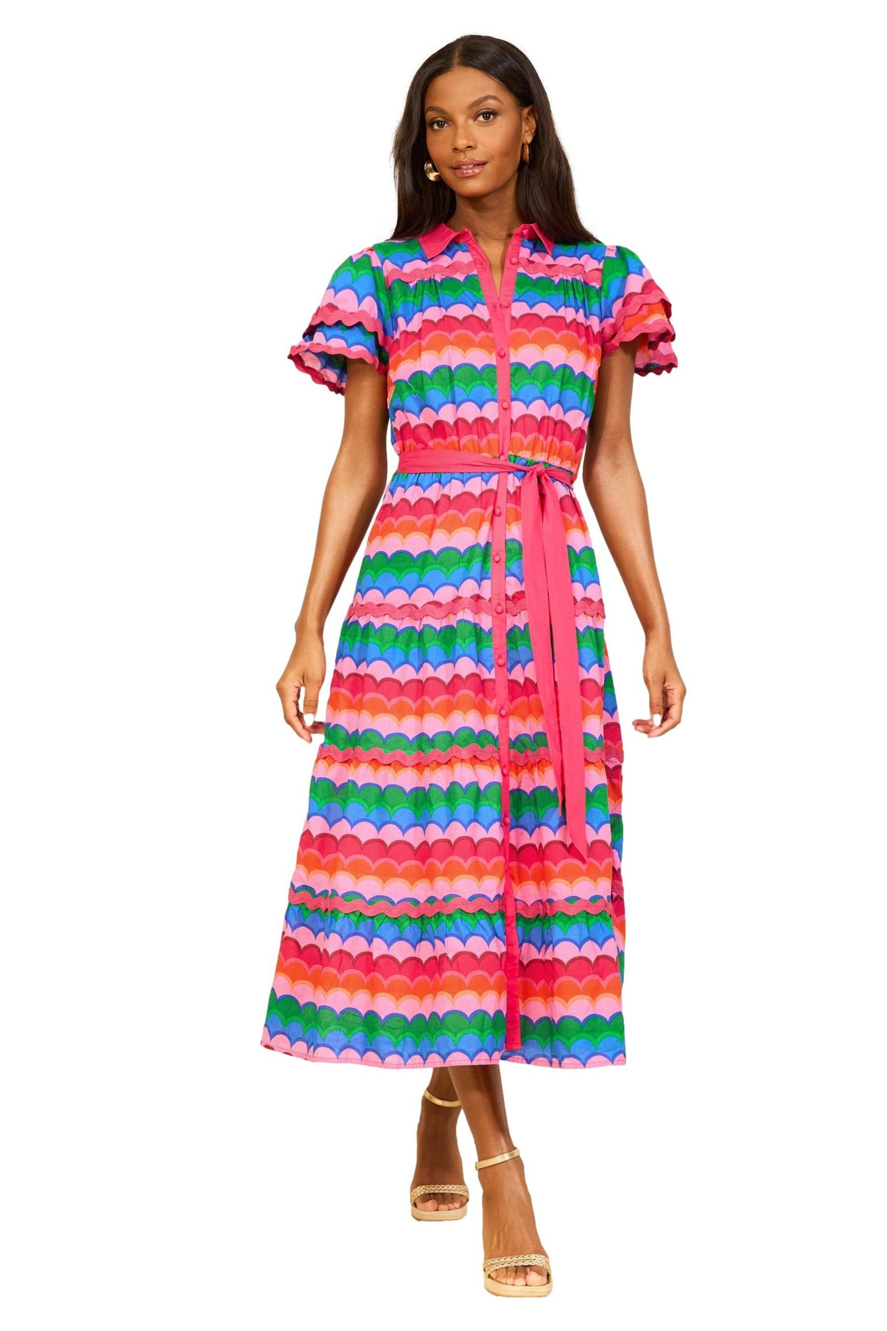 Love & Roses Midikleid Love & Roses Midikleid mit Zackenlitze, Regular (1-tlg)