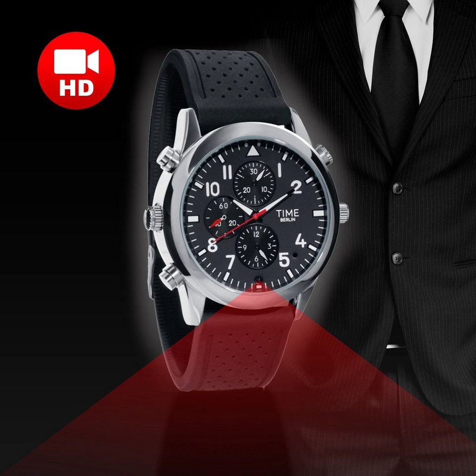 Time Berlin Chronograph TimeB SC34 Herren-Armbanduhr mit Kamera und  Mikrofon, Videoaufnahme und Fotofunktion