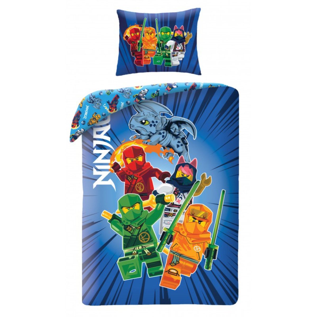 LEGO® Jugendbettwäsche Ninjago Bettbezug Set 140 × 200 cm Polyester Jungen Mädchen Zimmer, Polyester