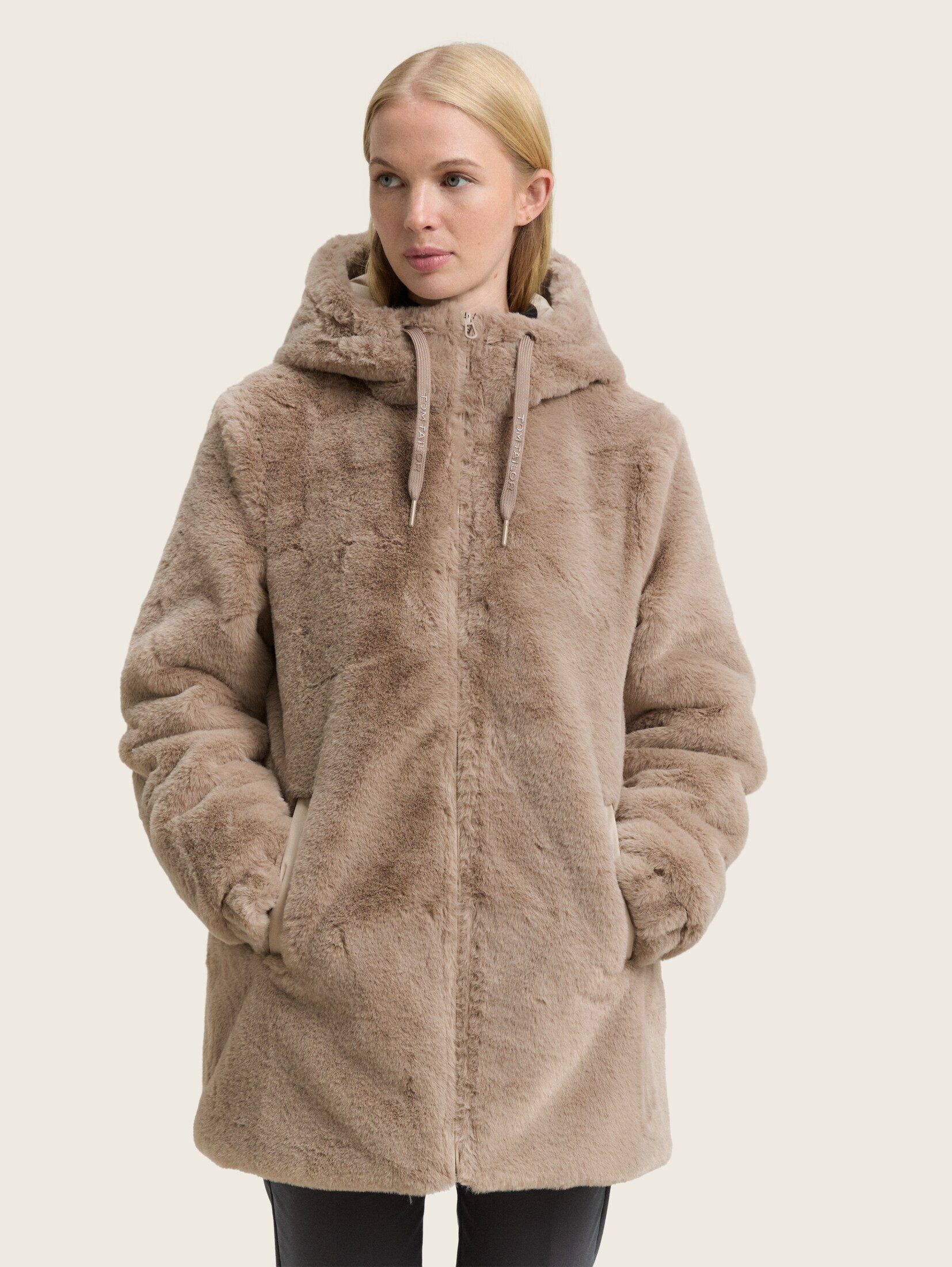 TOM TAILOR Steppmantel Куртки Teddy Wendemantel mit Kapuze