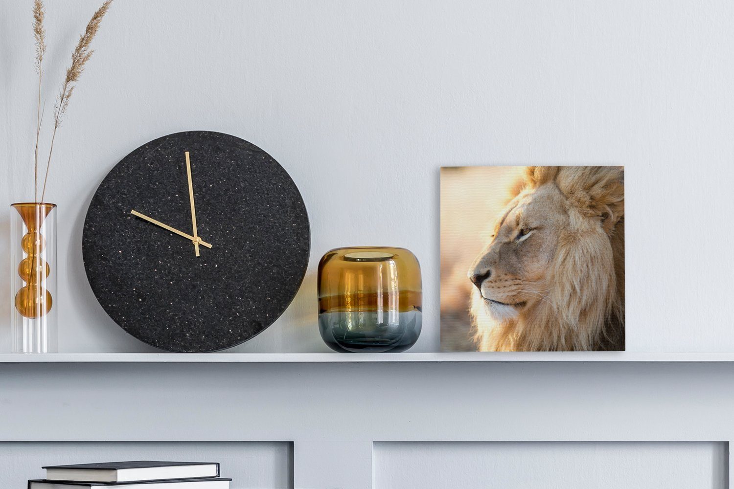OneMillionCanvasses® Leinwandbild Profil- Löwe Tiere, - Bilder für Leinwand Wohnzimmer St), (1 Schlafzimmer