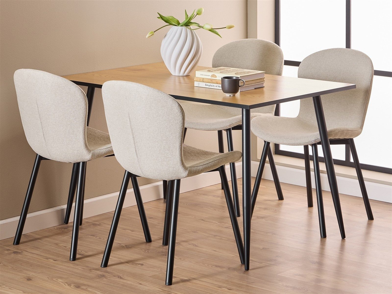 freiraum Essgruppe Wilma, (5-teilig) in beige / Wildeiche Dekor - 120x75x80 (BxHxT)