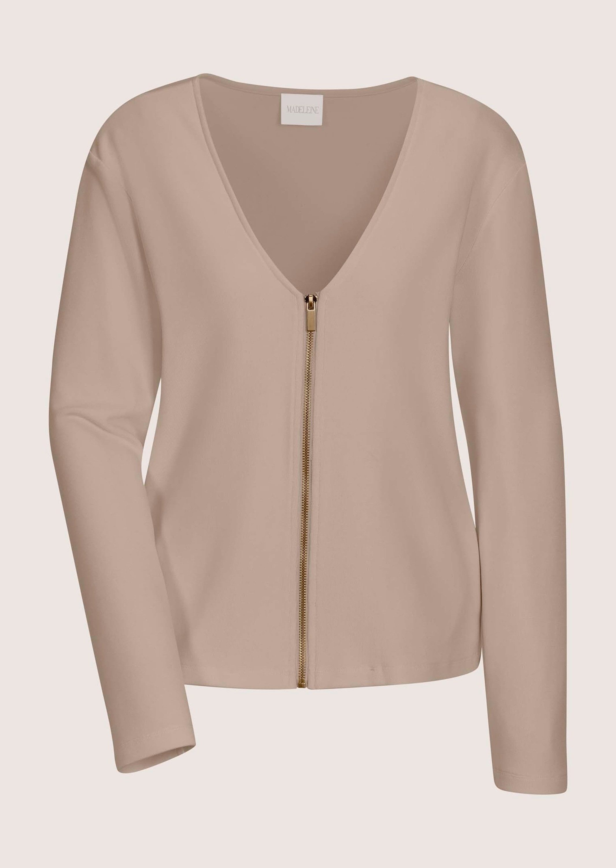 Langarmshirt Elegante Viskosejacke mit Reißverschluss