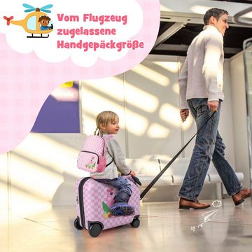 COSTWAY Kinderkoffer 12"+18" Trolley, mit 4 Rollen & wasserdichter Hartschale