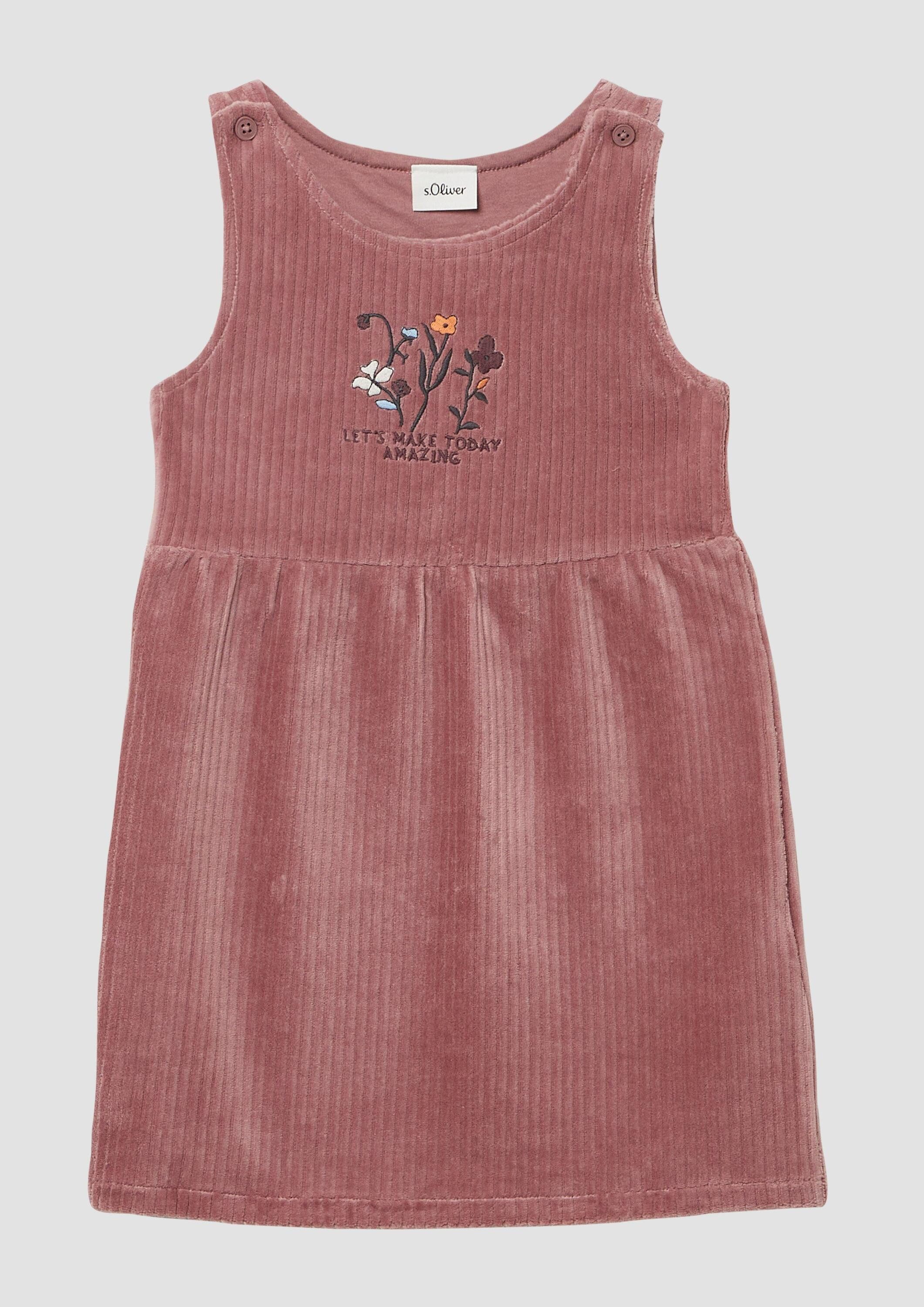 s.Oliver Minikleid Kleid Weiches Cord-Kleid mit Stickerei