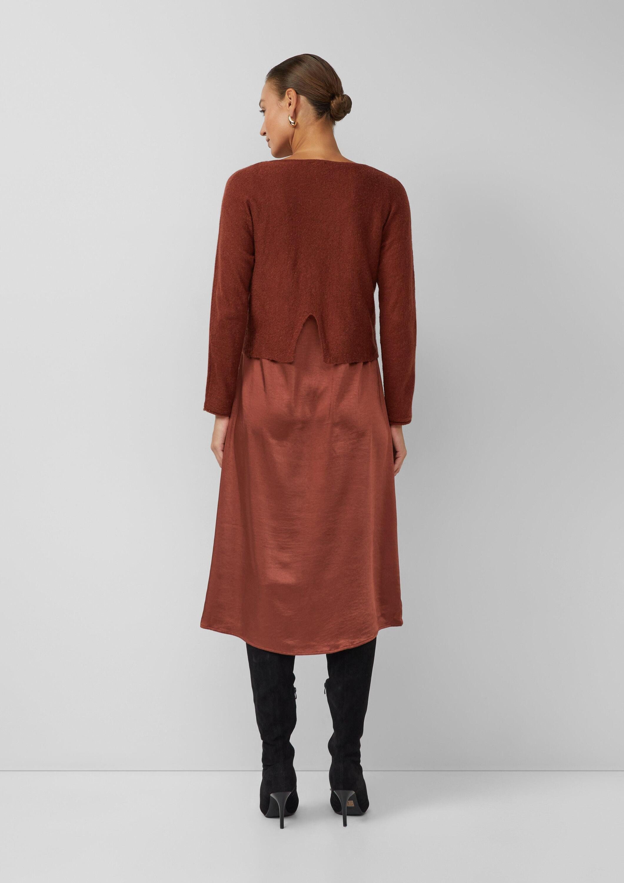 s.Oliver Midikleid Kleid Set aus Satinkleid und Pullover aus Alpaka-Wollmix