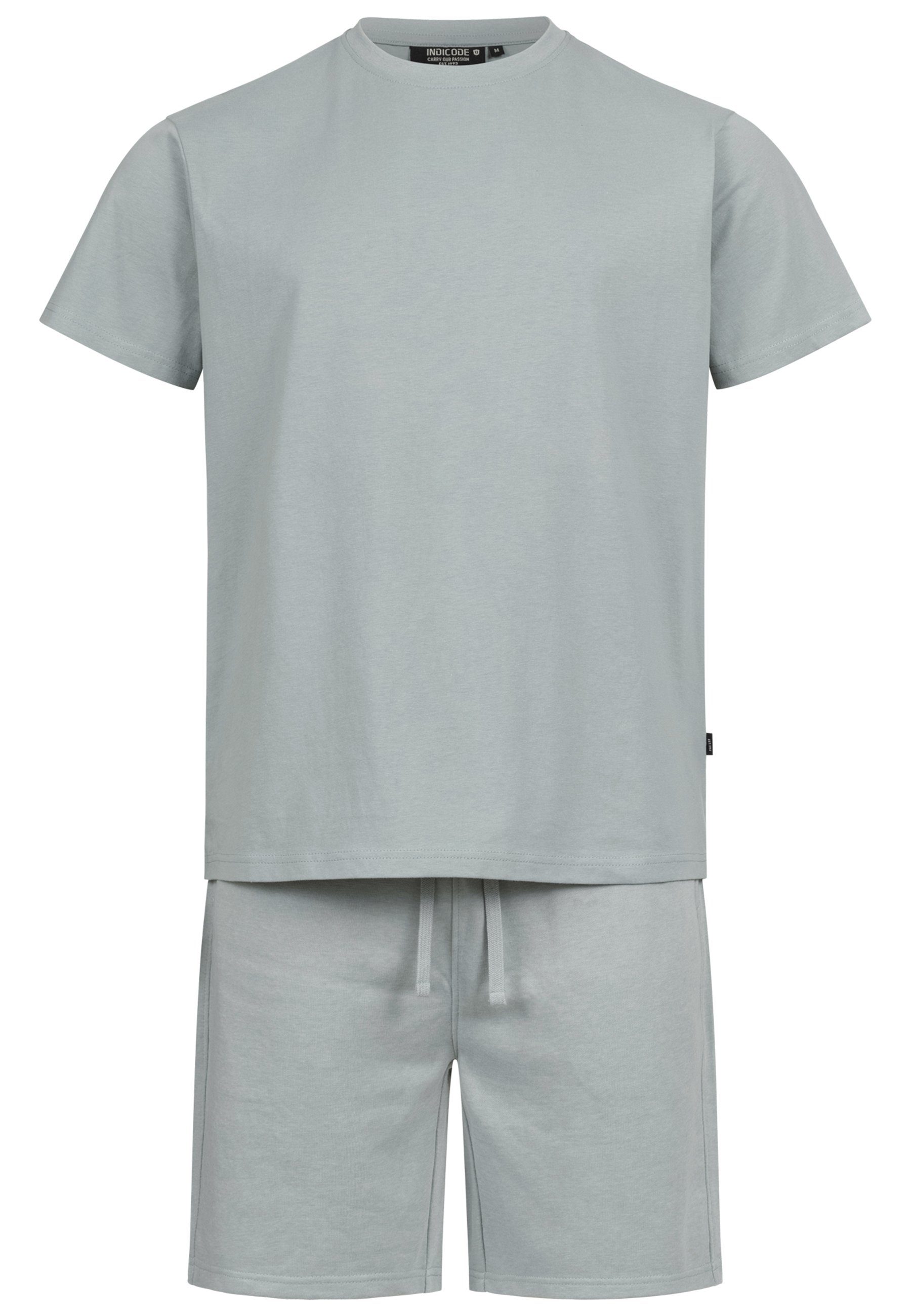 INDICODE Freizeitanzug Herren Comfy Shirt Herrenshorts Set (2-tlg), mit praktischen Seitentaschen an der Shorts – Bild 2 von 4