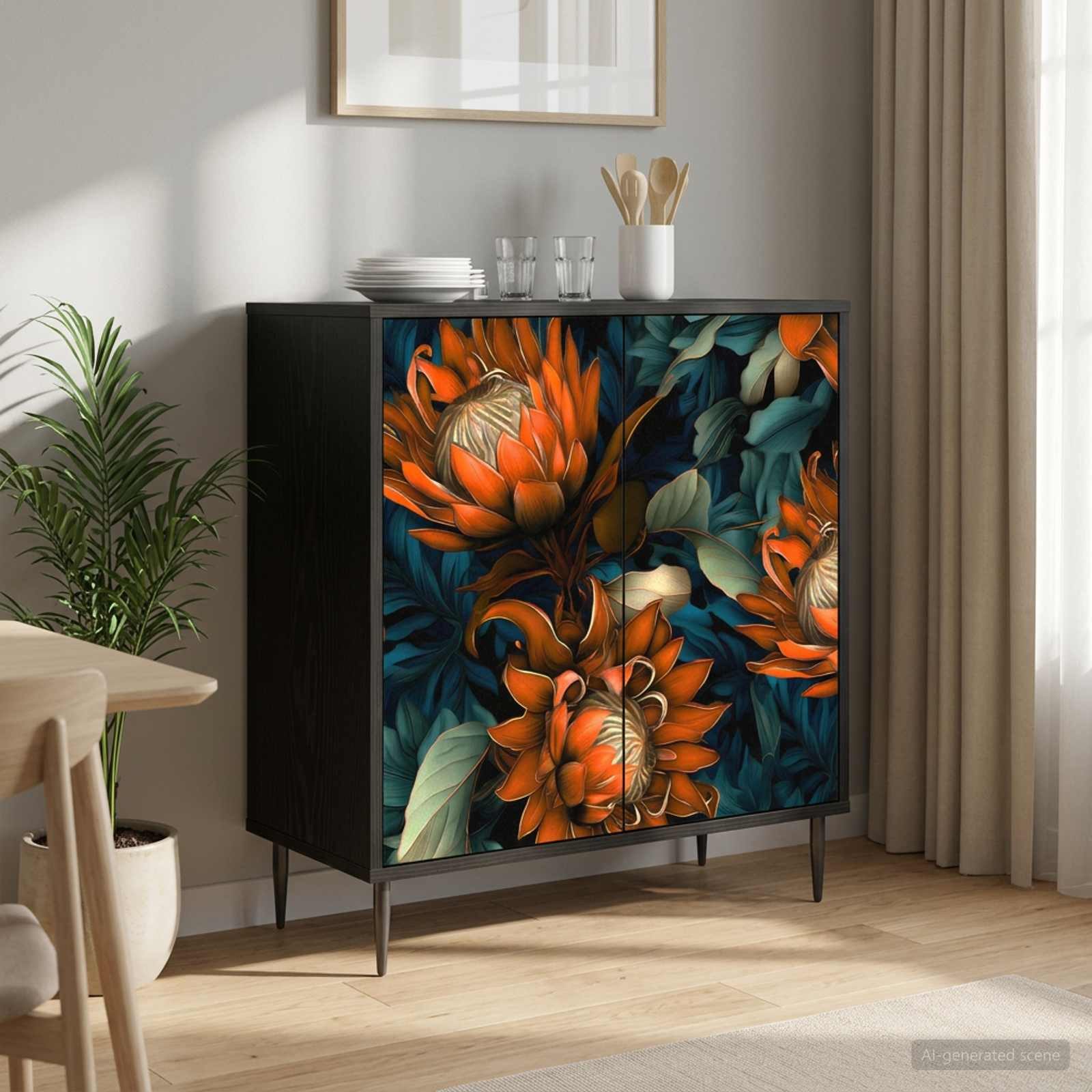 vidaXL Sideboard Sideboard LOCHEM Schwarz Eichen-Optik 69 x 33 x 76 cm (1 St)