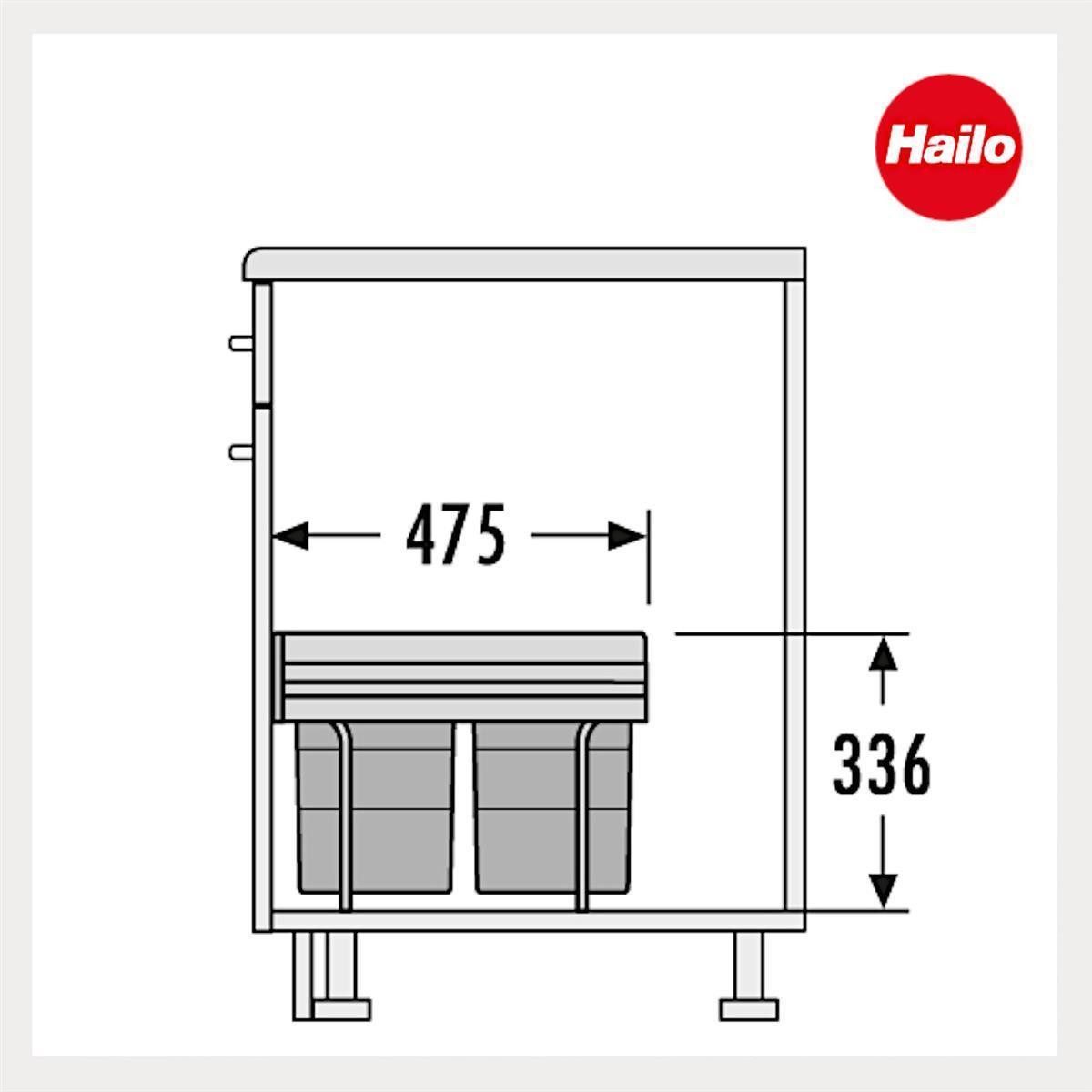Hailo Einbaumülleimer Hailo Abfallsammler 3643141 TR Swing Raumspar-Tandem 4x 8,5 Liter – Bild 4 von 5