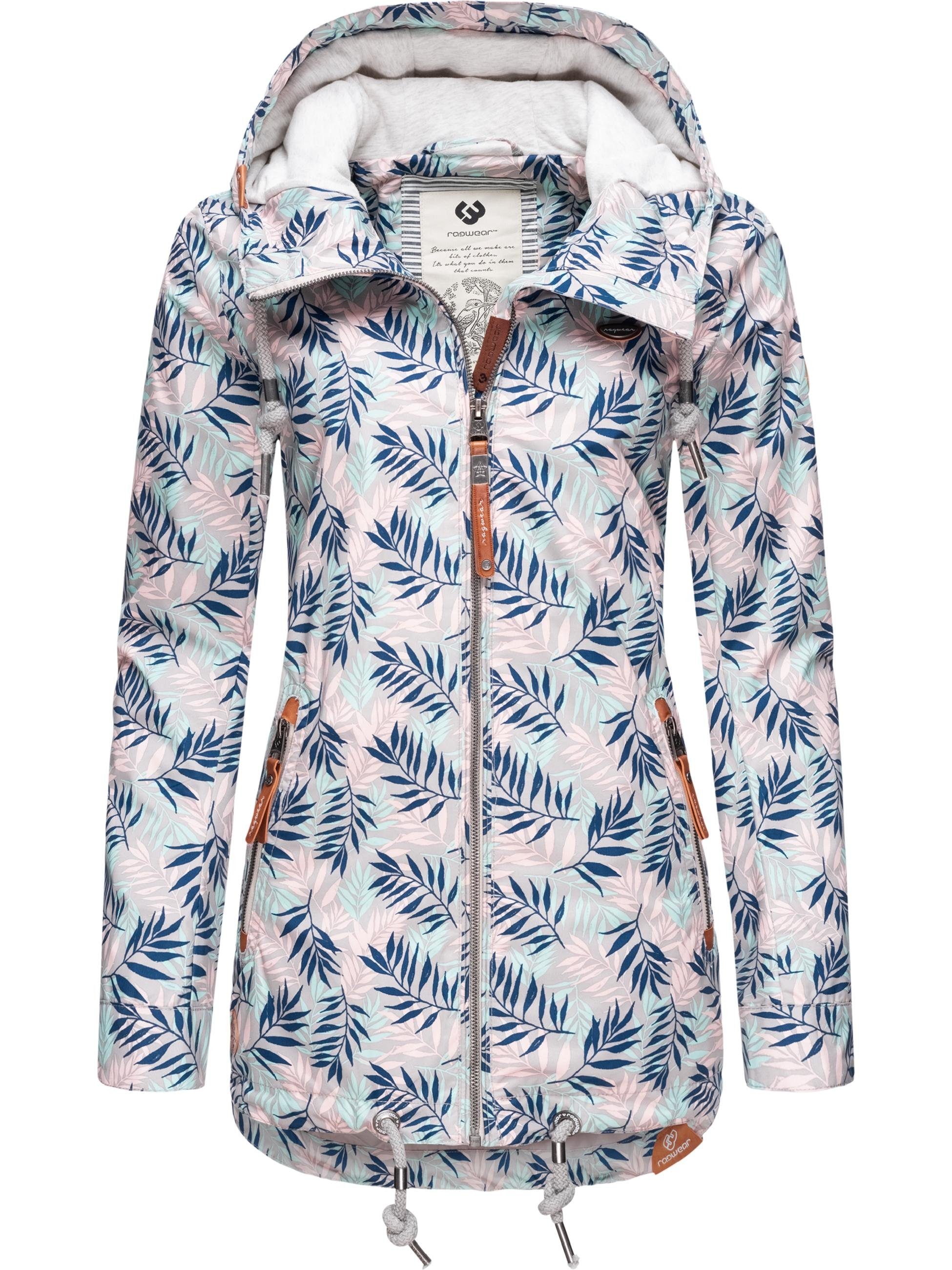 Ragwear Outdoorjacke mit großer Zuzka Übergangsjacke stylische Kapuze Leaves