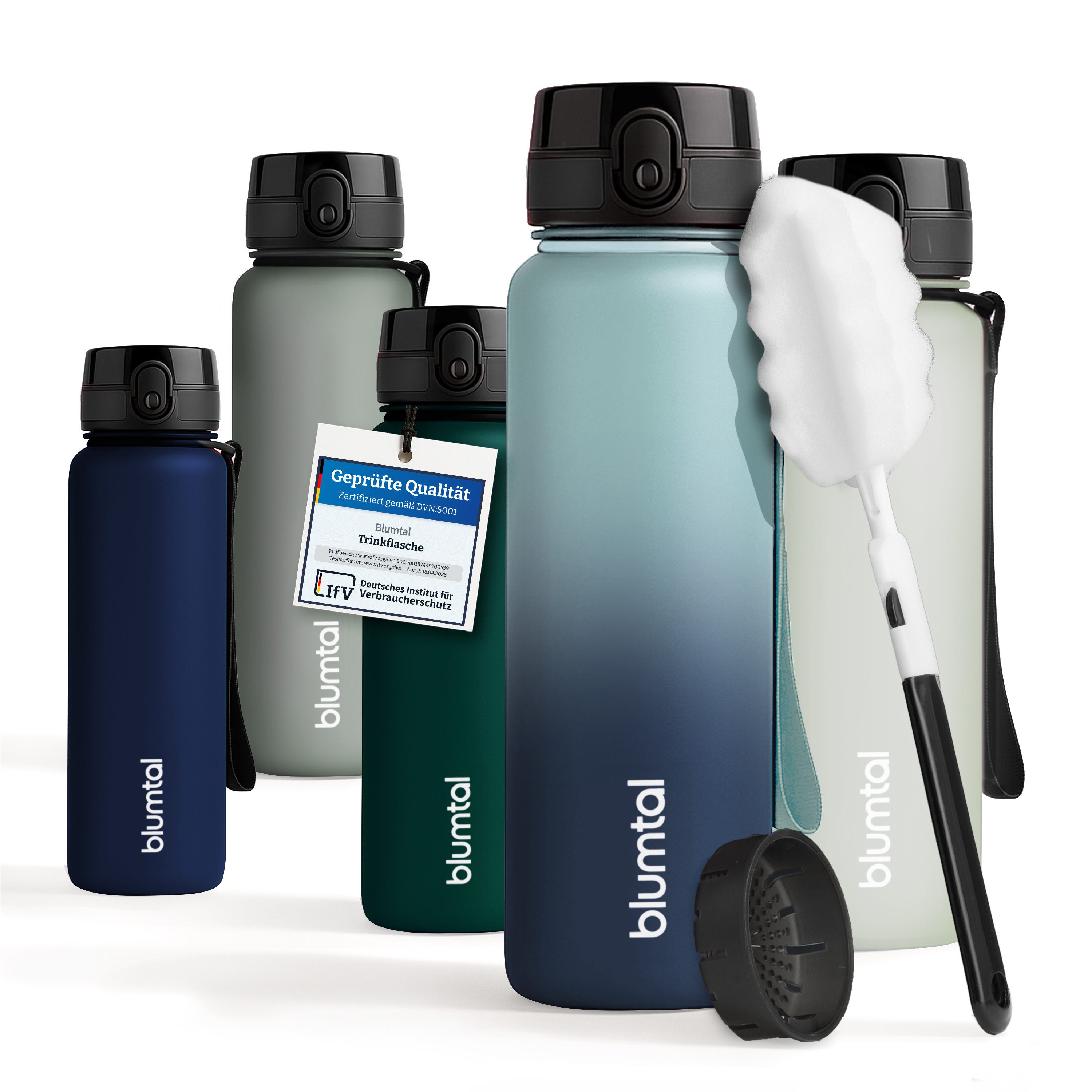 Blumtal Trinkflasche auslaufsichere Trinkflasche Sport + 1-Klick-Verschluss, BPA-frei, Wasserflasche mit Sieb, spülmaschinenfest, F.A.Z. Kaufkompass getestet