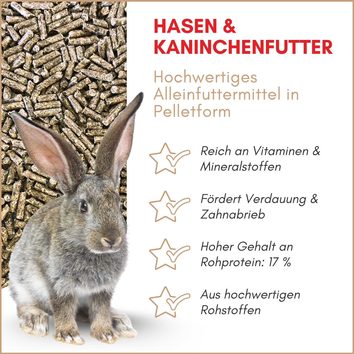 Supravit Hasenfutter & Kaninchenfutter - Ausgewogenes Alleinfutter, Hauptfutter für: Nutz-/ Wildtier
