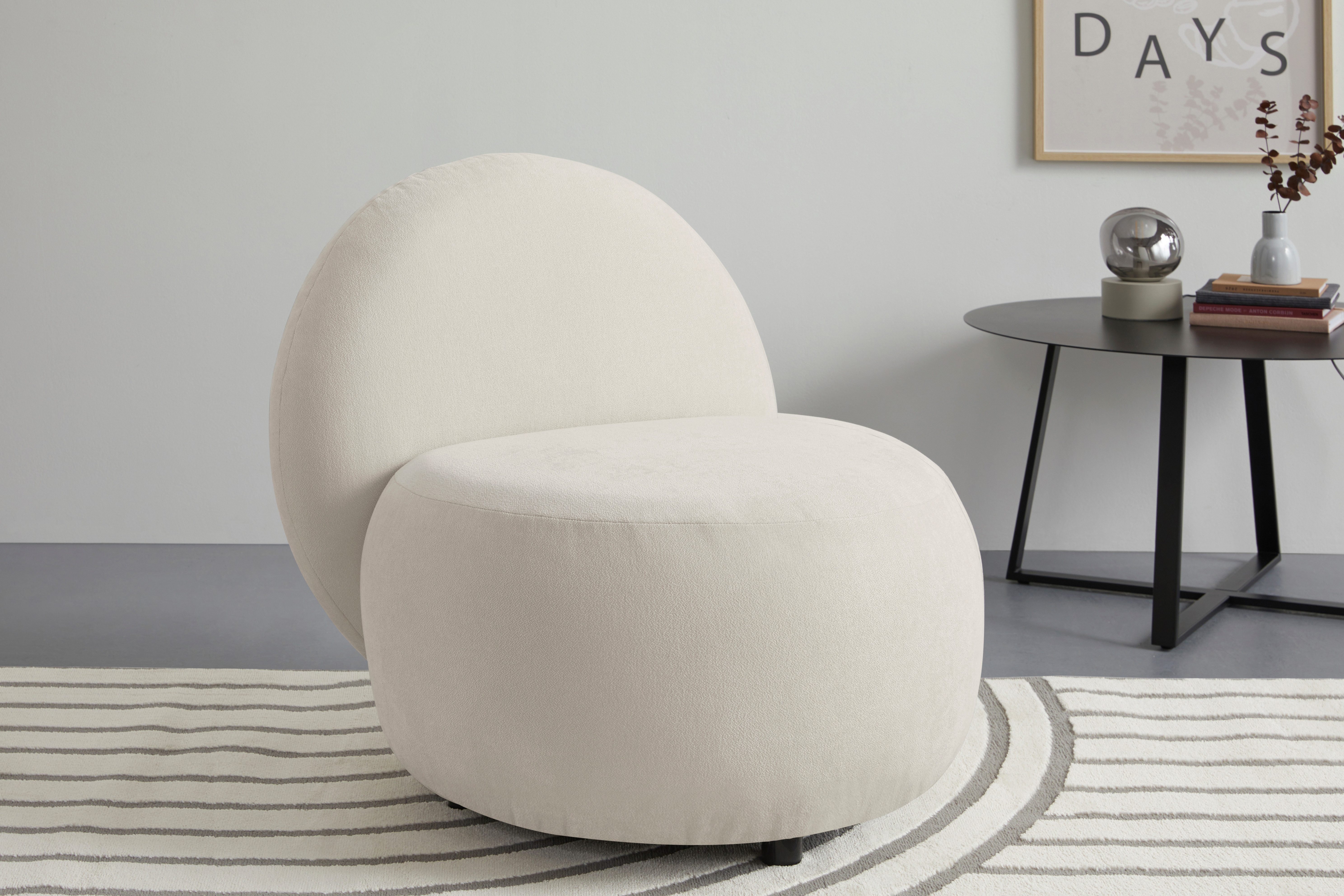 s.Oliver Sessel Bennid, moderner Designsessel mit Lederriemen, softes Design, hochwertig, zum Wohlfühlen in Luxus-Microfaser/Struktur oder in Bouclé