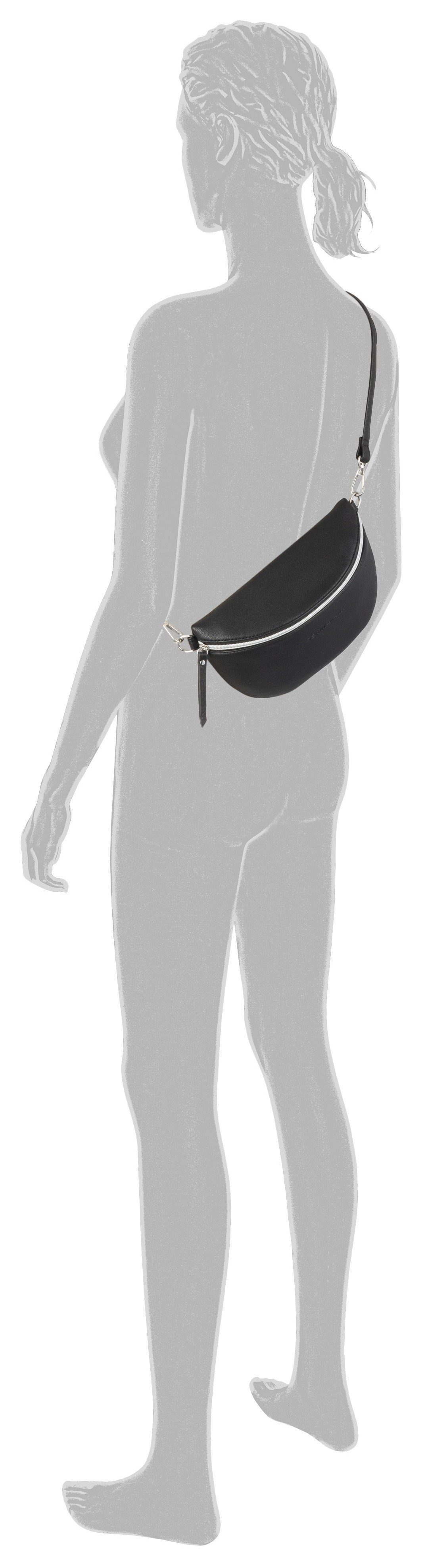 TOM TAILOR Denim Bauchtasche Rosie, vielseitig tragbar, leicht genarbt mit silbernen Nylonreißverschlüssen