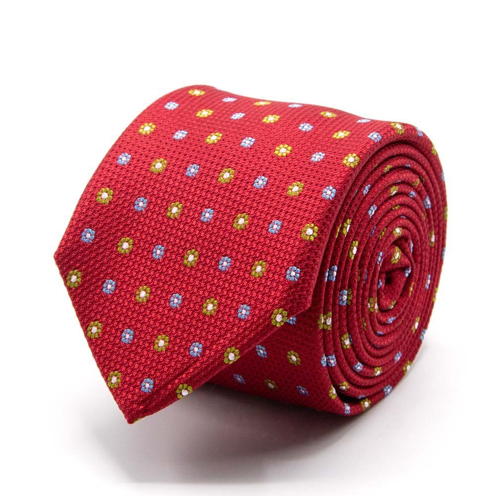 BGENTS Krawatte Blüten-Muster Krawatte Breit mit Rot (8cm) Seiden-Jacquard