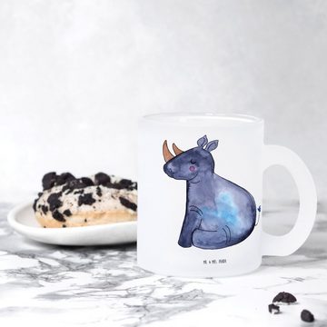 Mr. & Mrs. Panda Teeglas Einhorn Nashorn - Transparent - Geschenk, Einhorn Deko, Teetasse, wit, Premium Glas, Satinierte Oberfläche