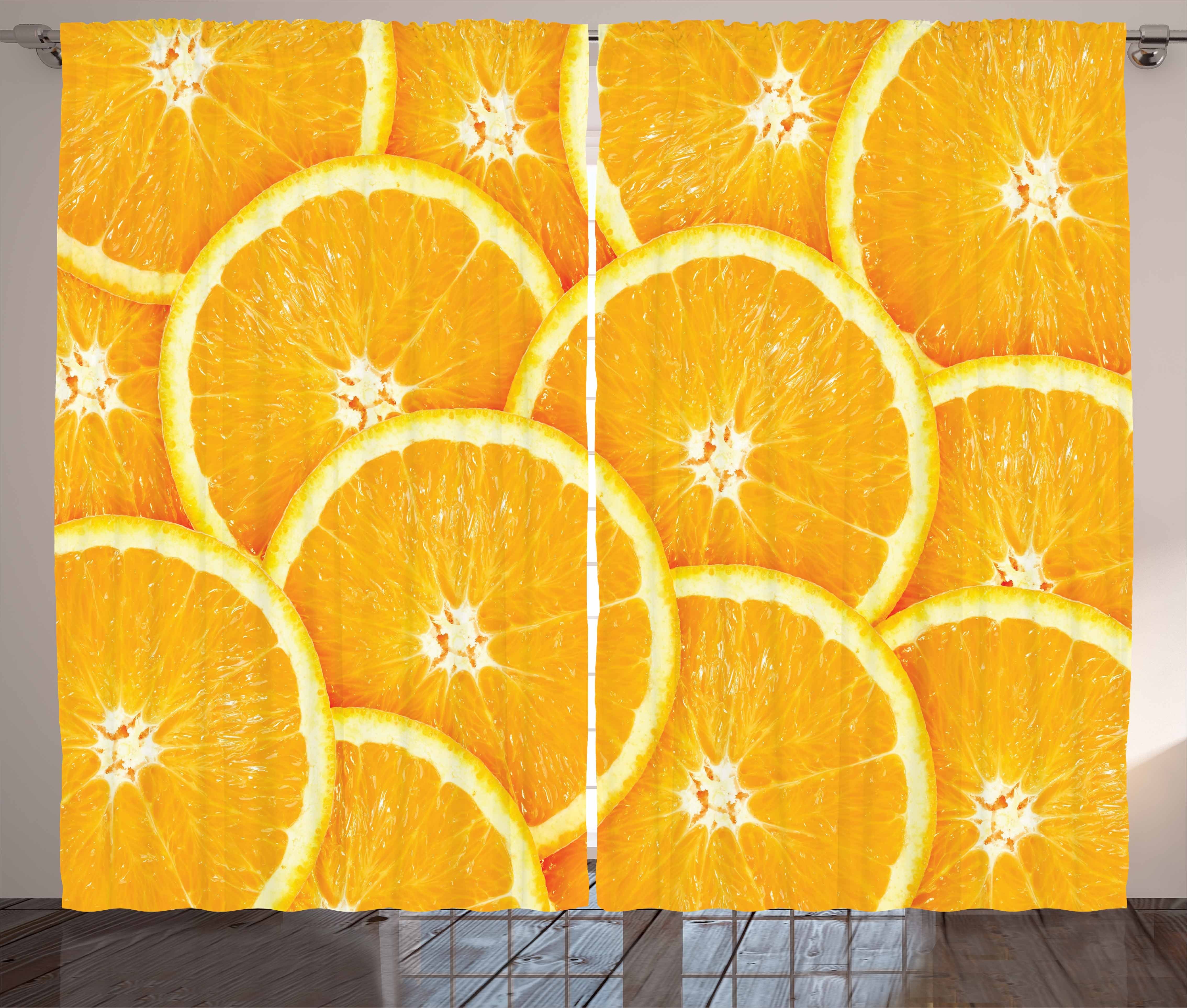 und Vorhang Haken, Zitrusfrucht Orange Kräuselband Abakuhaus, Schlaufen Schlafzimmer mit Gardine Orange
