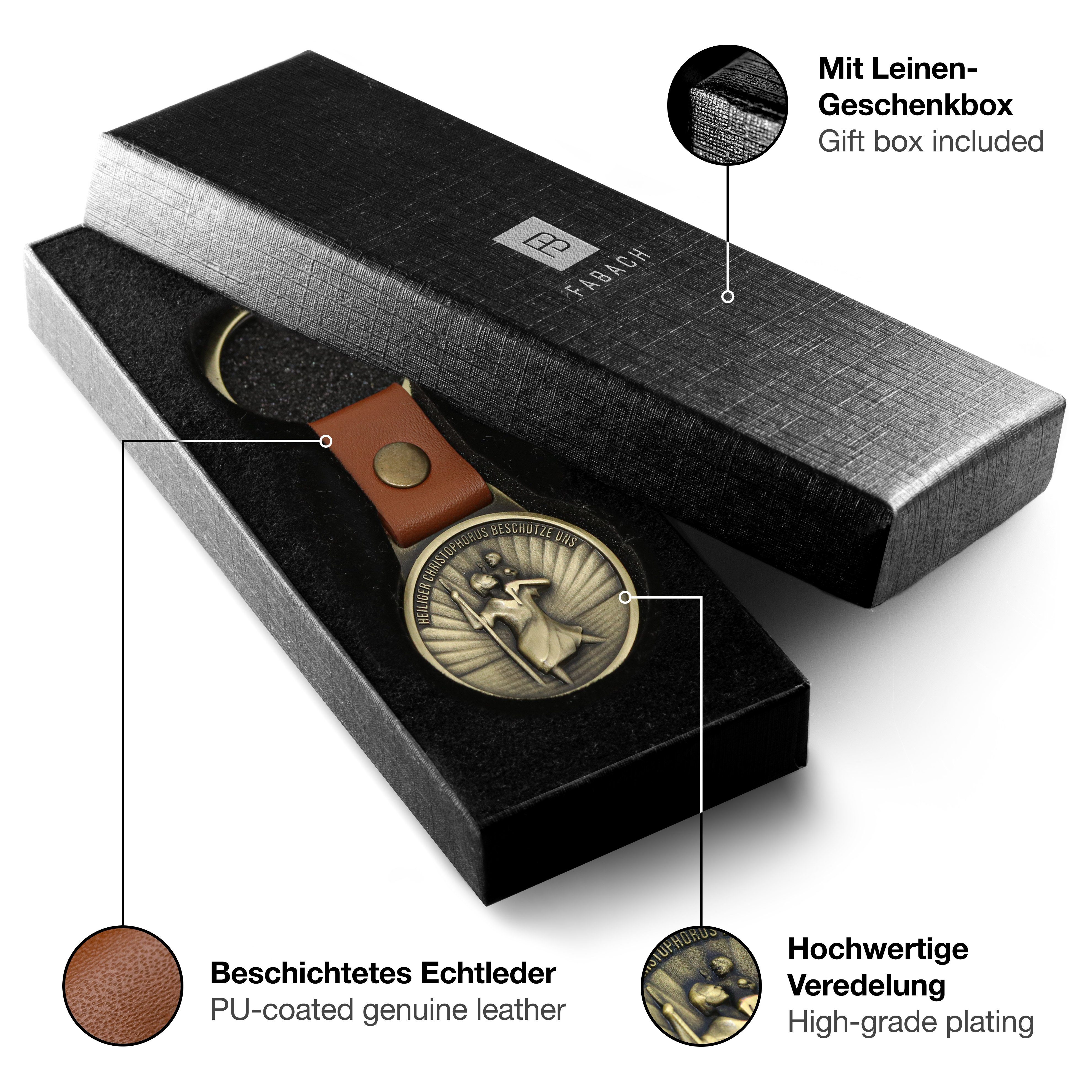 FABACH Schlüsselanhänger Christophorus am Lederband - Schutzpatron für Auto günstig online kaufen