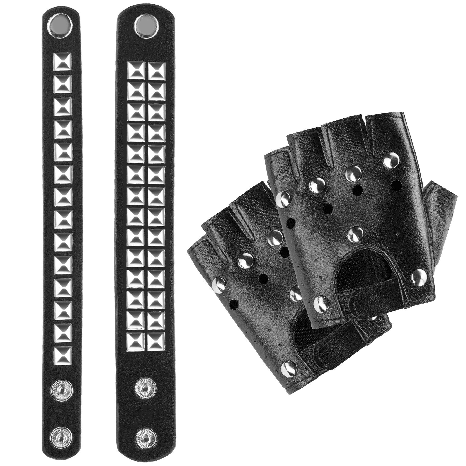 dressforfun Kostüm Accessoires-Set, Handschuhe in Lederoptik und passende A günstig online kaufen