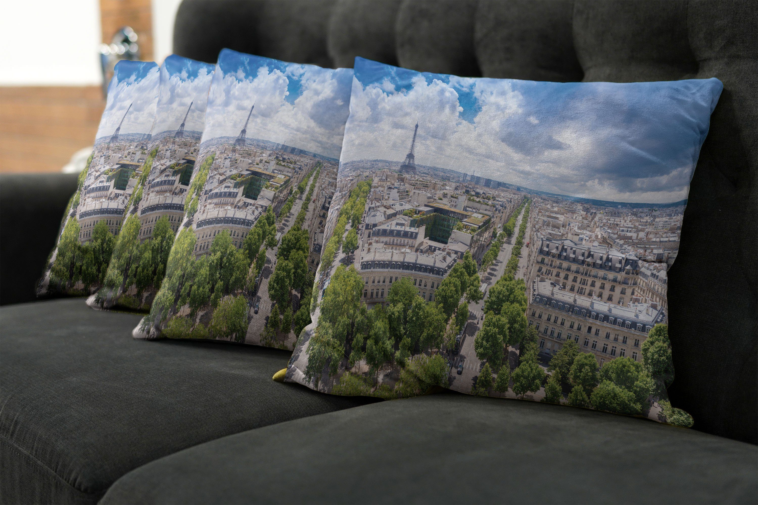 (4 Modern Abakuhaus Eiffelturm Luftaufnahme Doppelseitiger Stück), Accent Kissenbezüge Digitaldruck, Paris