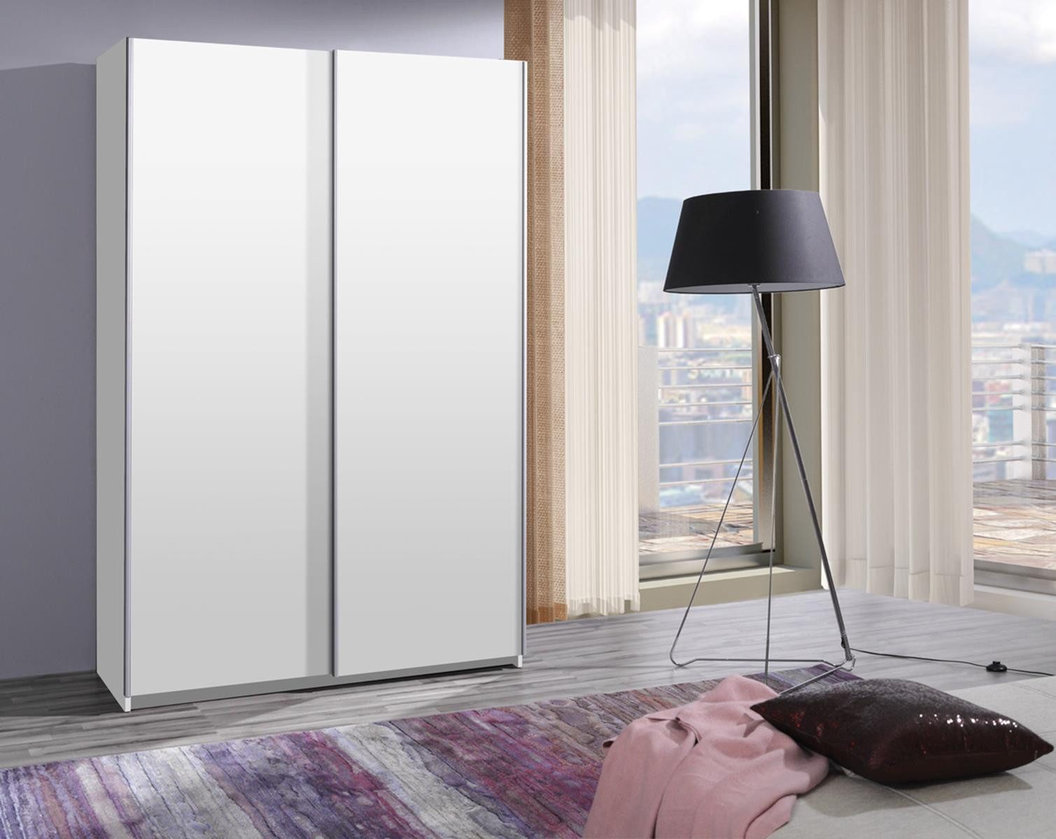 MOEBLO Kleiderschrank MADISON (Schwebetürenschrank 2-türig Schrank Garderobe Schiebtüren Schlafzimmer) -(BxHxT):135x211x60 cm