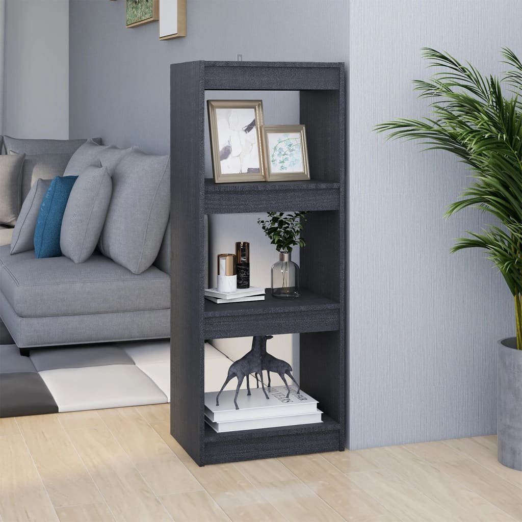furnicato Bücherregal Grau 40 x 30 x 103,5 cm aus massivem Kiefernholz, 1-tlg., Regalwand mit viel Stauraum als Raumteiler für den Flur oder Wohnraum