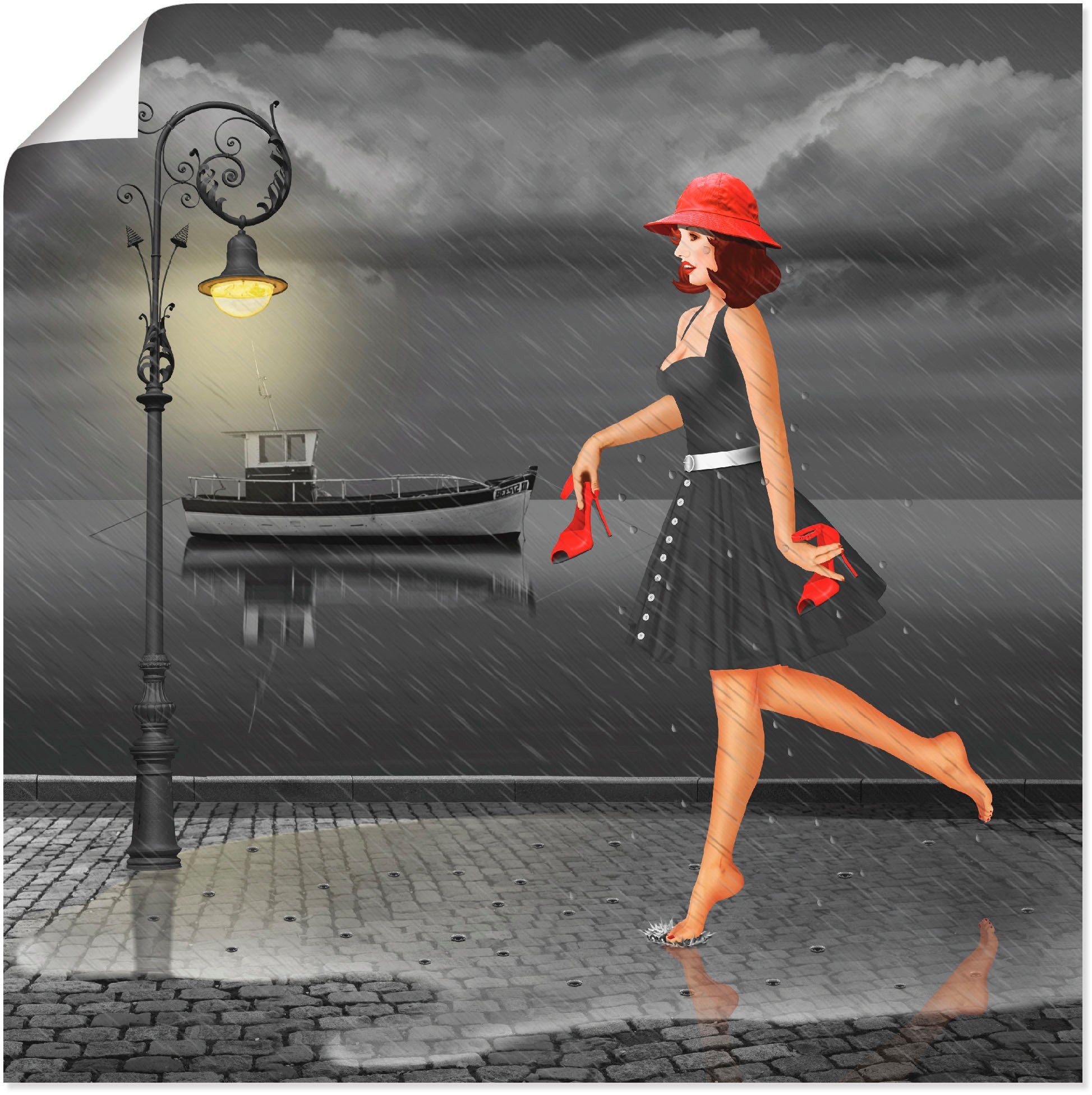 im (1 Alubild, Größen Regen, als Wandaufkleber Frau in versch. oder Leinwandbild, St), Artland Wandbild Poster Tanzen