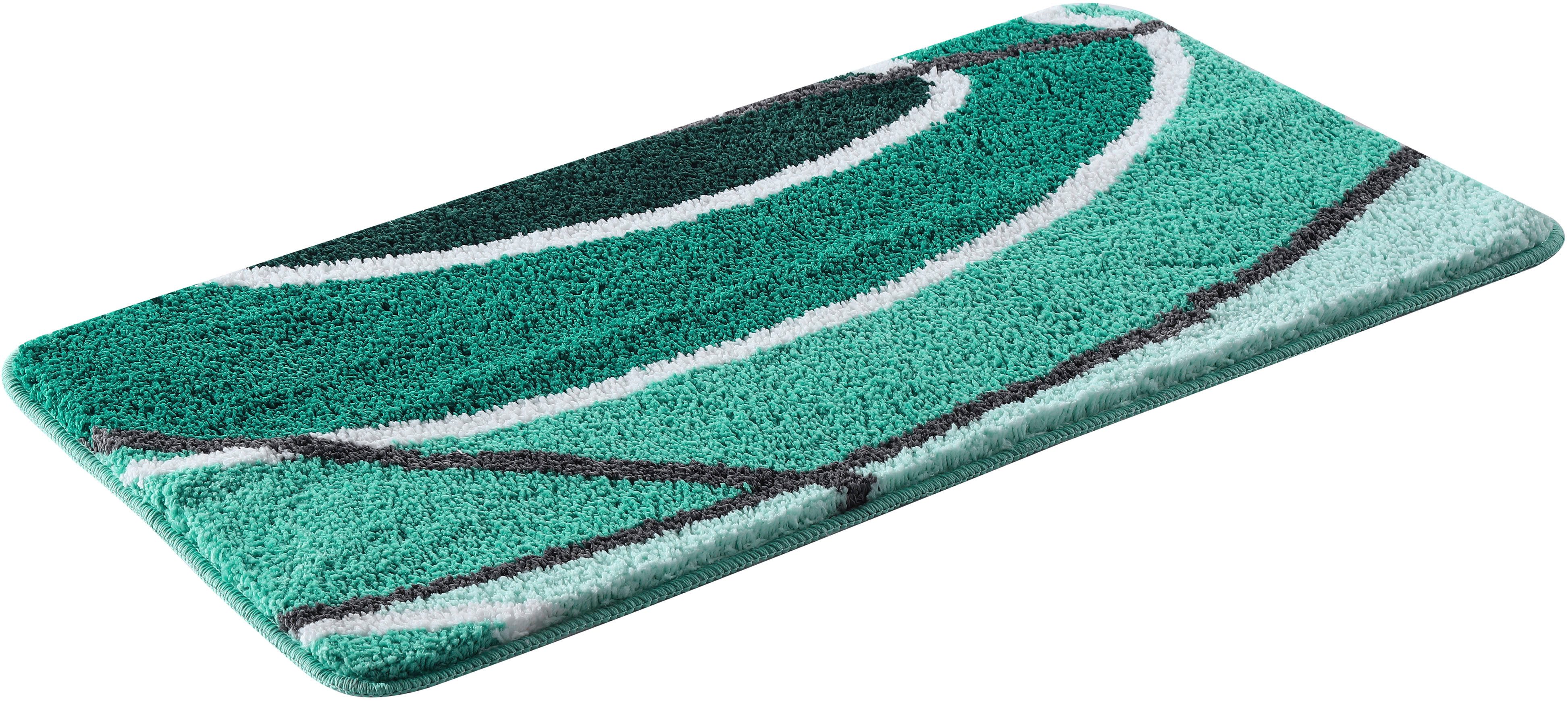 OTTO home Badematte Juna mit Muster, Badvorleger, Badezimmer Teppich, Duschvorleger, Höhe 20 mm, rutschhemmend beschichtet, strapazierfähig, Polyester, rechteckig, besonders weich, Design, Badematten, Badteppich