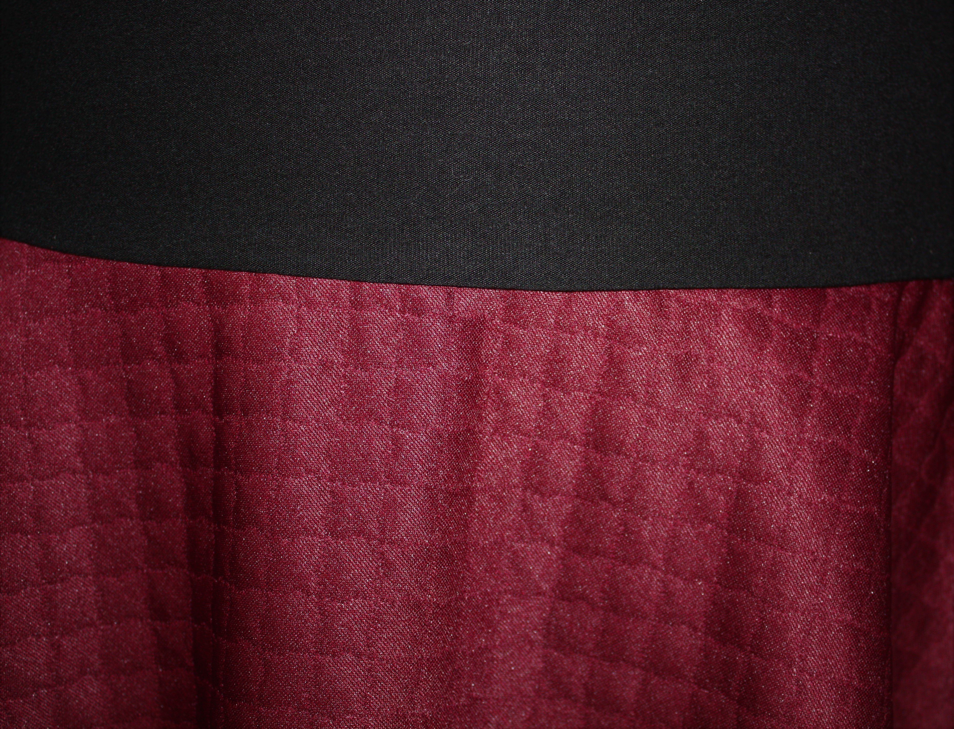 dunkle design A-Linien-Rock 57cm Weinrot Schwarz Aubergine Jacquard elastischer Bund