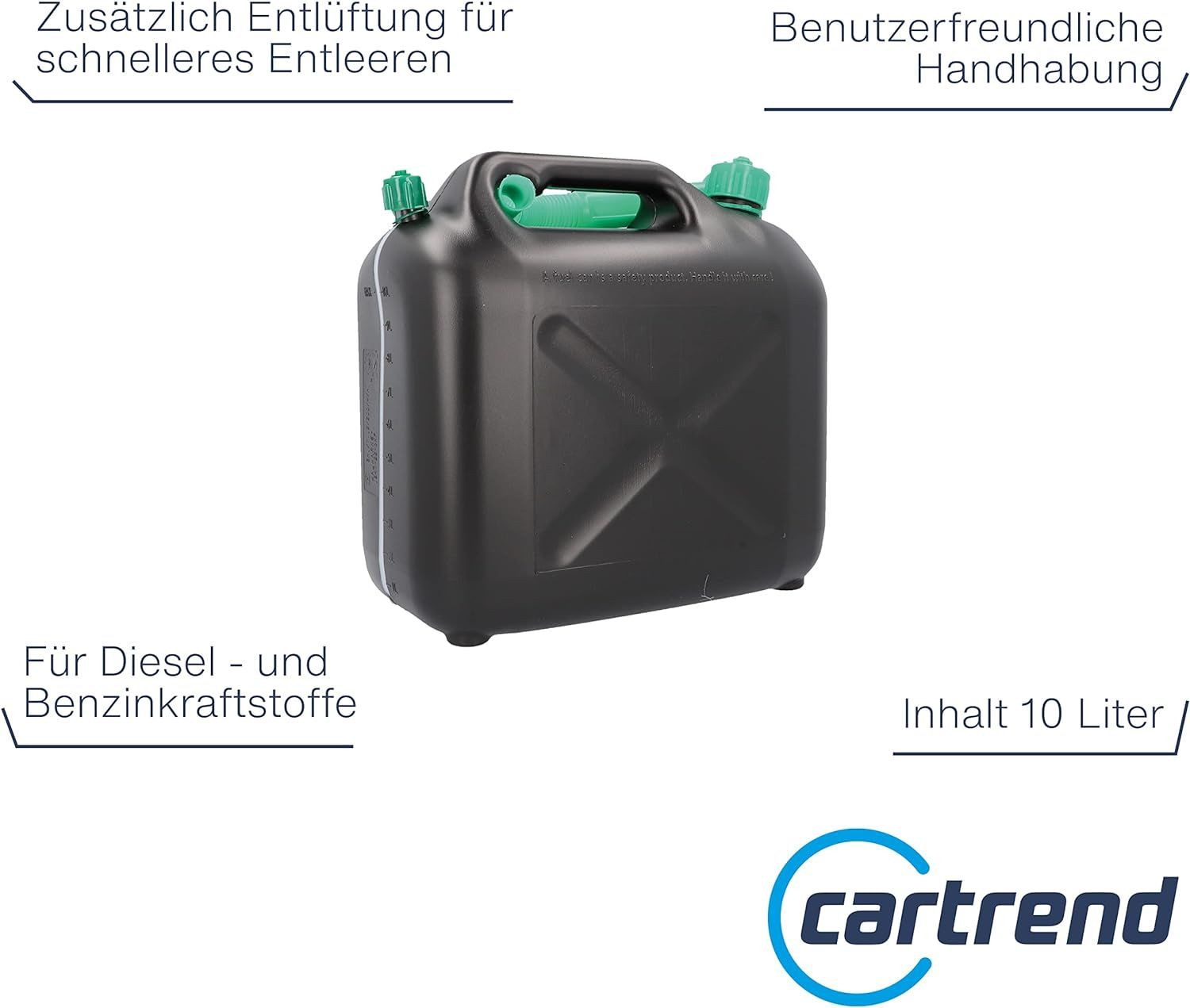 Cartrend Benzinkanister Benzinkanister Kraftstoffkanister Reservekanister Einfüllstützen 10l
