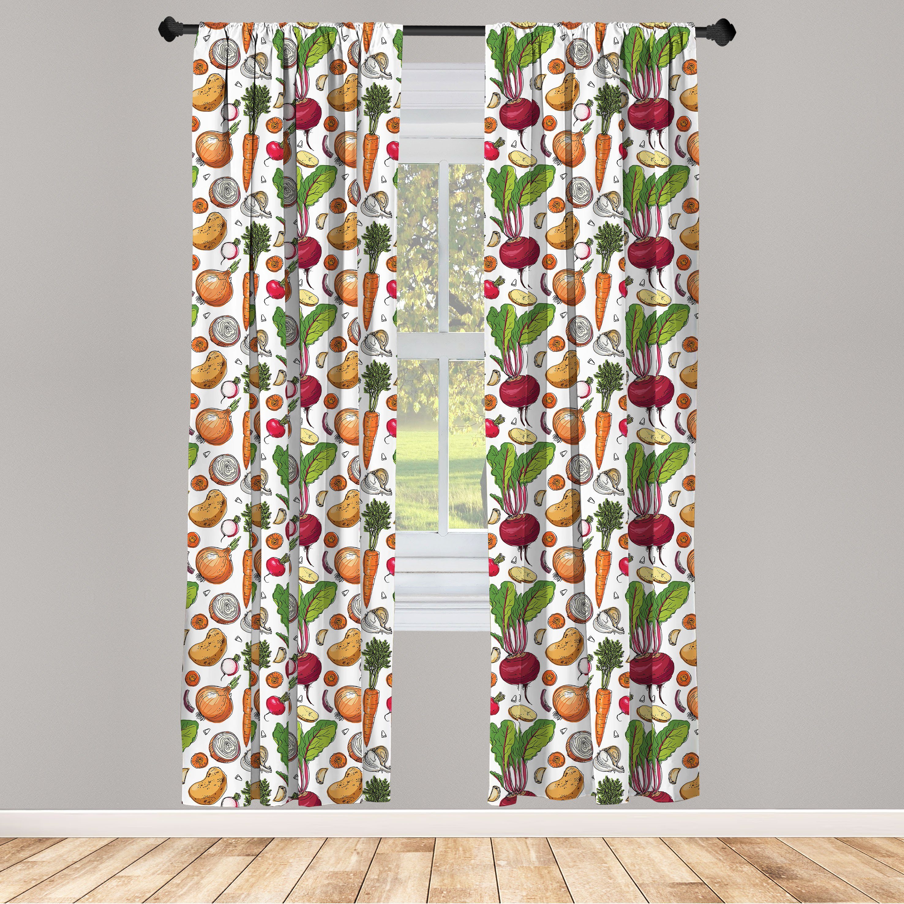Gardine Vorhang für Wohnzimmer Schlafzimmer Dekor, Abakuhaus, Microfaser, Gemüse Flüchtiger Painted Foods