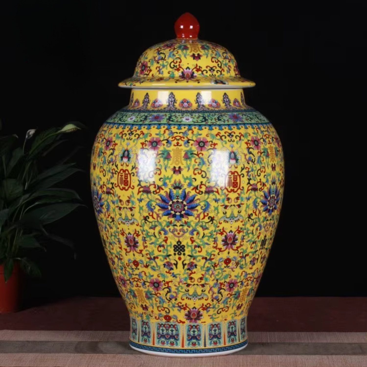 Quality Elegance Dekovase Vintage Keramik-Vase mit Emaille-Glasur – 58 x 38 cm (1 Vase), handgefertigte Keramik, 58cmsx33cms