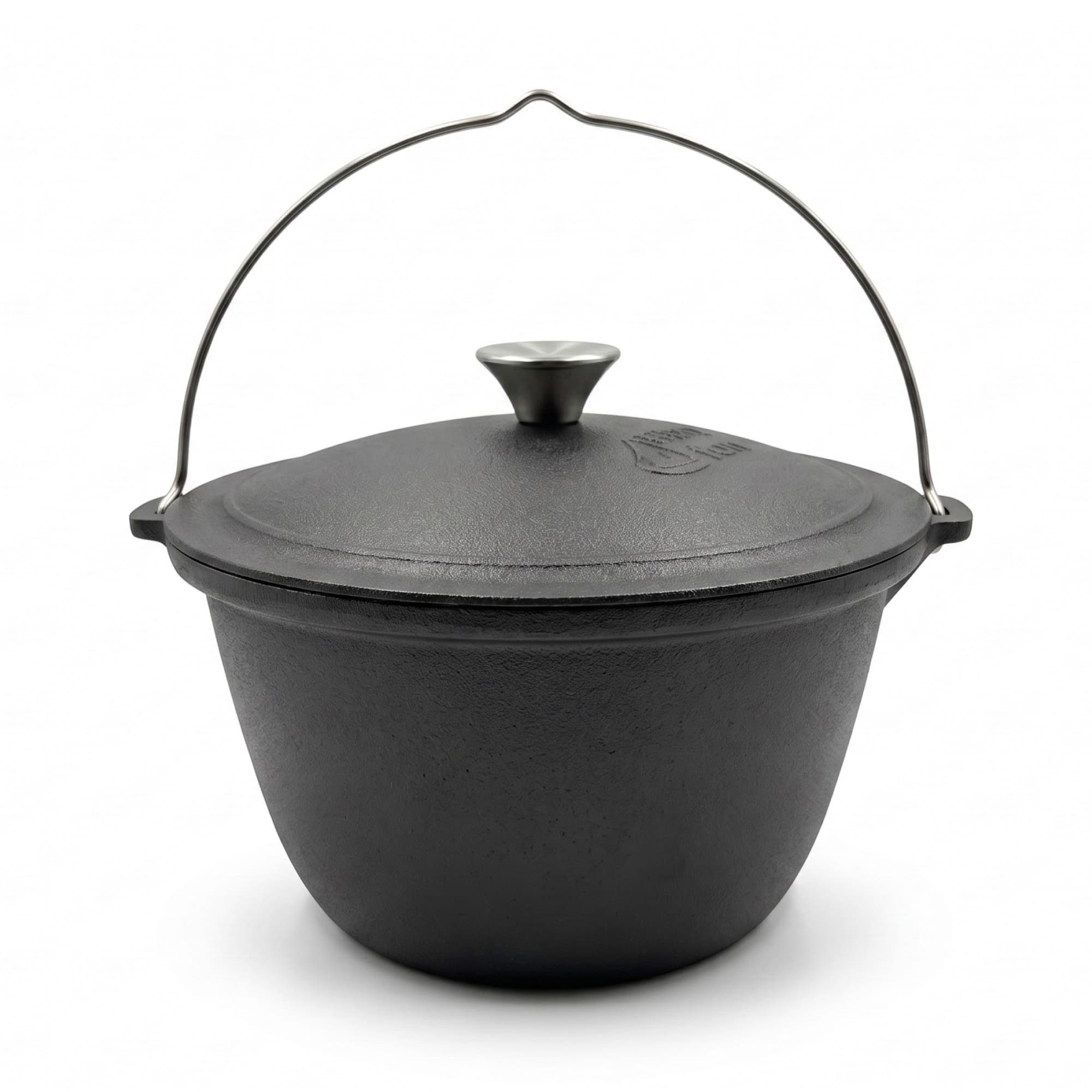 4BIG.fun Wok 4big.fun Gusseisen-Kessel 5 Liter Bügel Gusseiserner Deckel Ø 260 mm