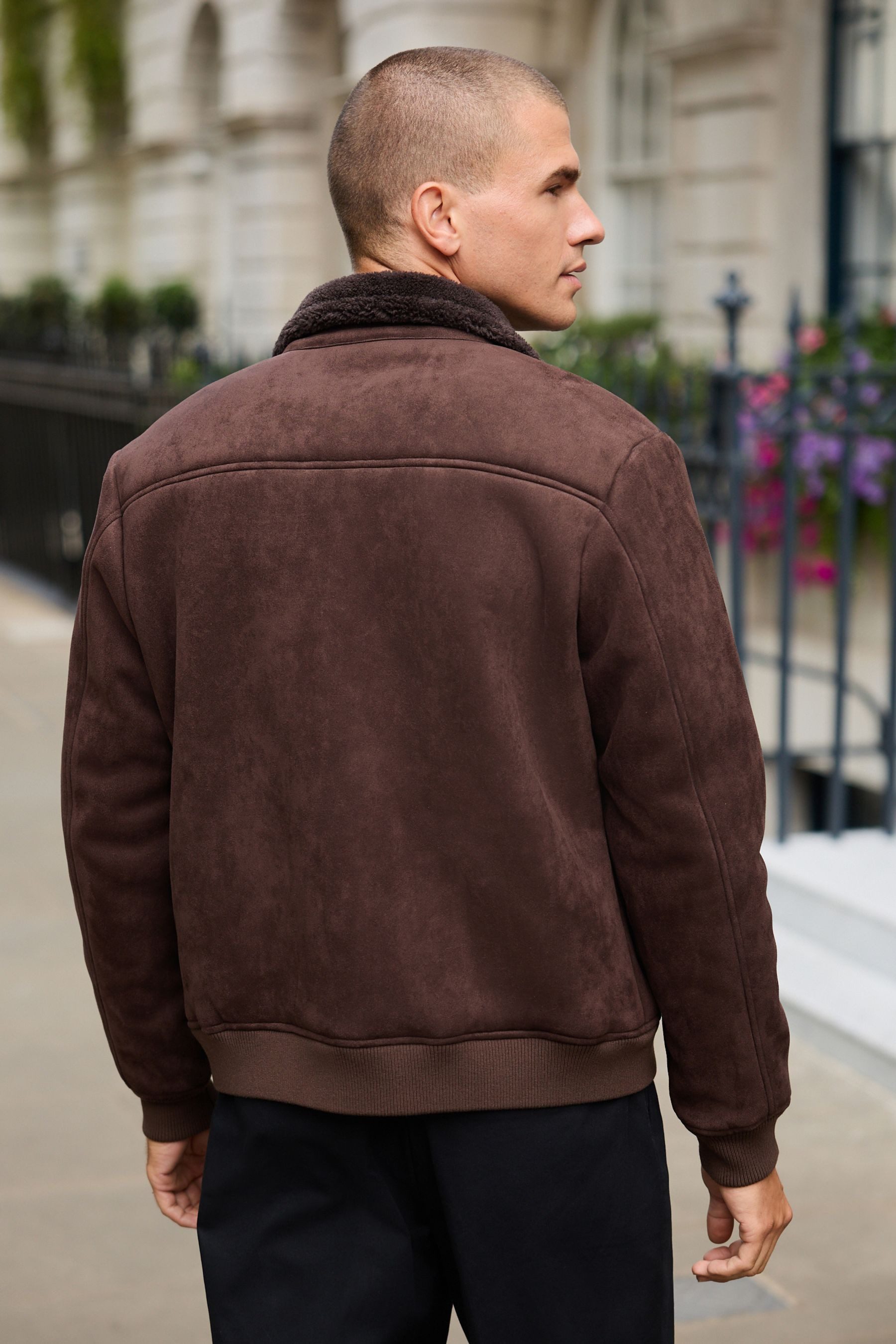 Next Lederjacke Jacke aus Velourskunstfell mit Teddyfutter (1-St) günstig online kaufen