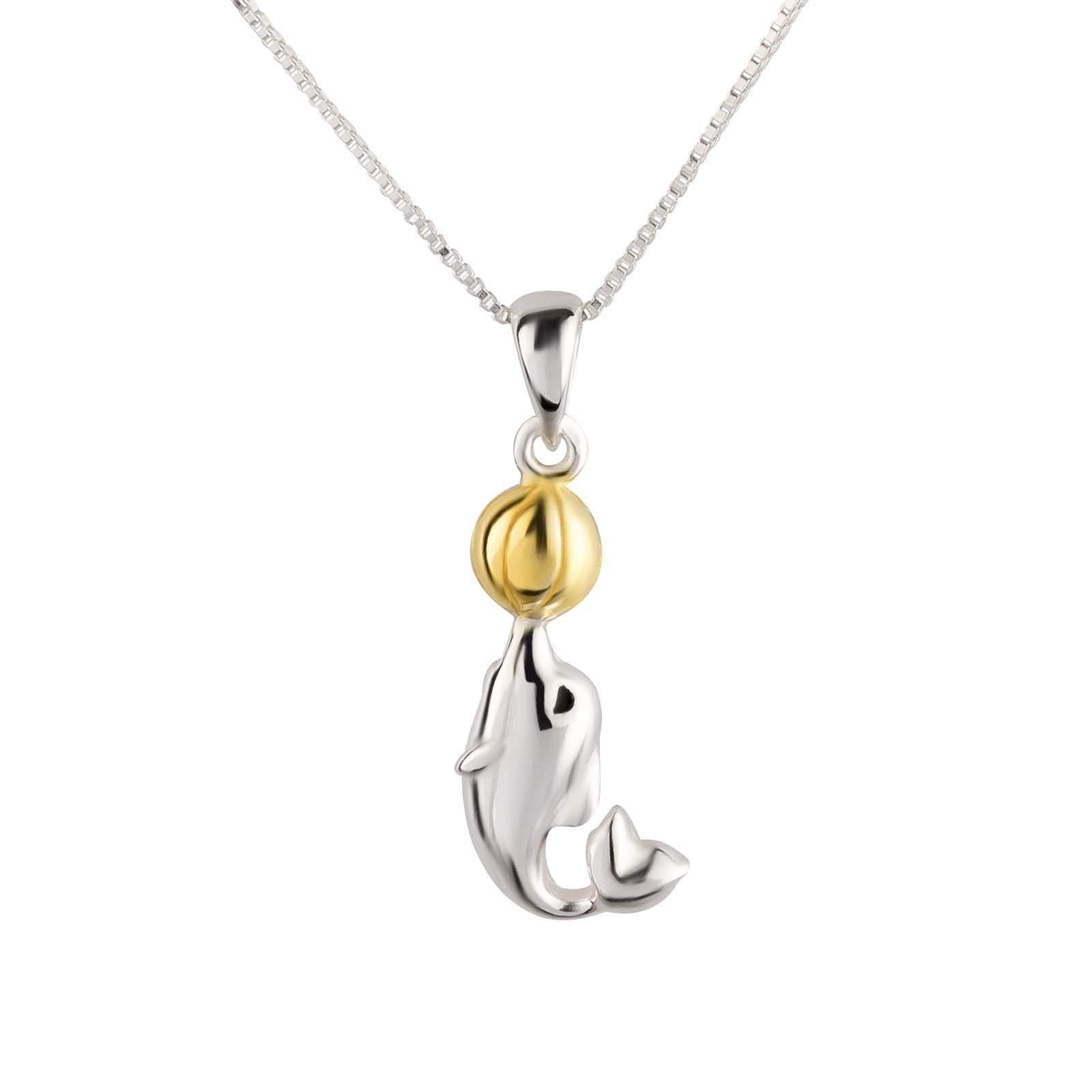 Kettenanhänger Anhänger Kette Delfin Ball 925 Silber Kinder Mädchen