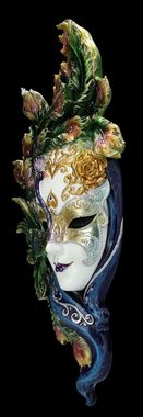 Figuren Shop GmbH Wanddekoobjekt Venezianische Maske - Peacock Garden weiß - Veronese Dekoration